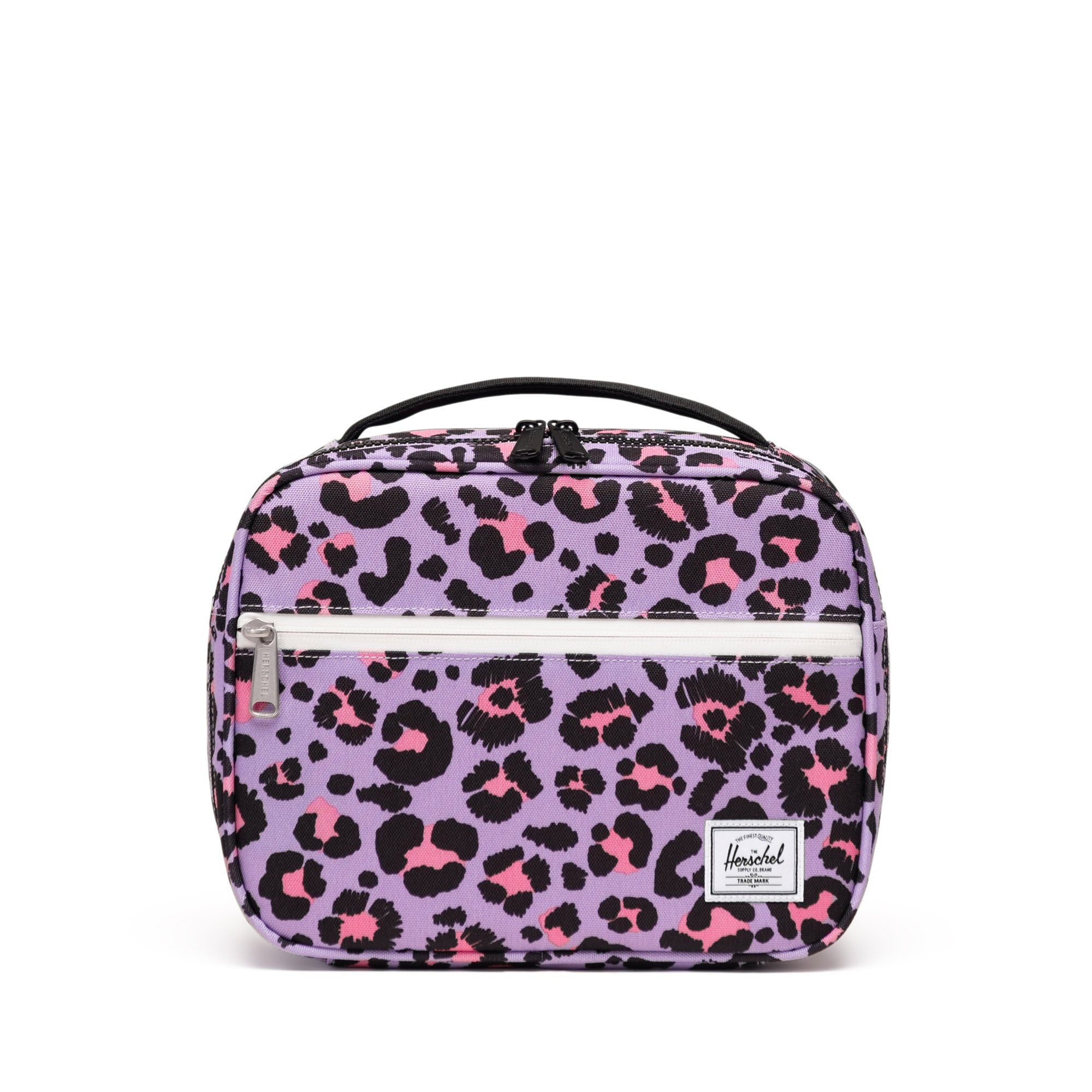 Herschel Pop Quiz Lunch Box Little Herschel 5L in Scribble Leopard Sachet Pink — front view