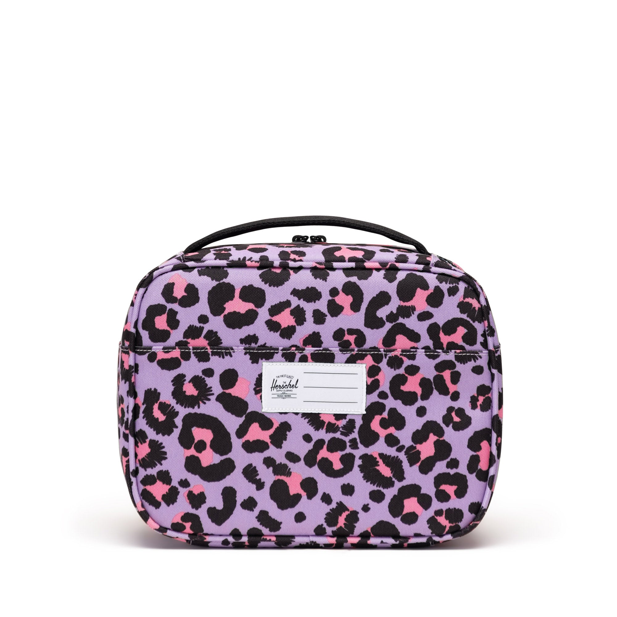 Herschel Pop Quiz Lunch Box Little Herschel 5L in Scribble Leopard Sachet Pink — back view