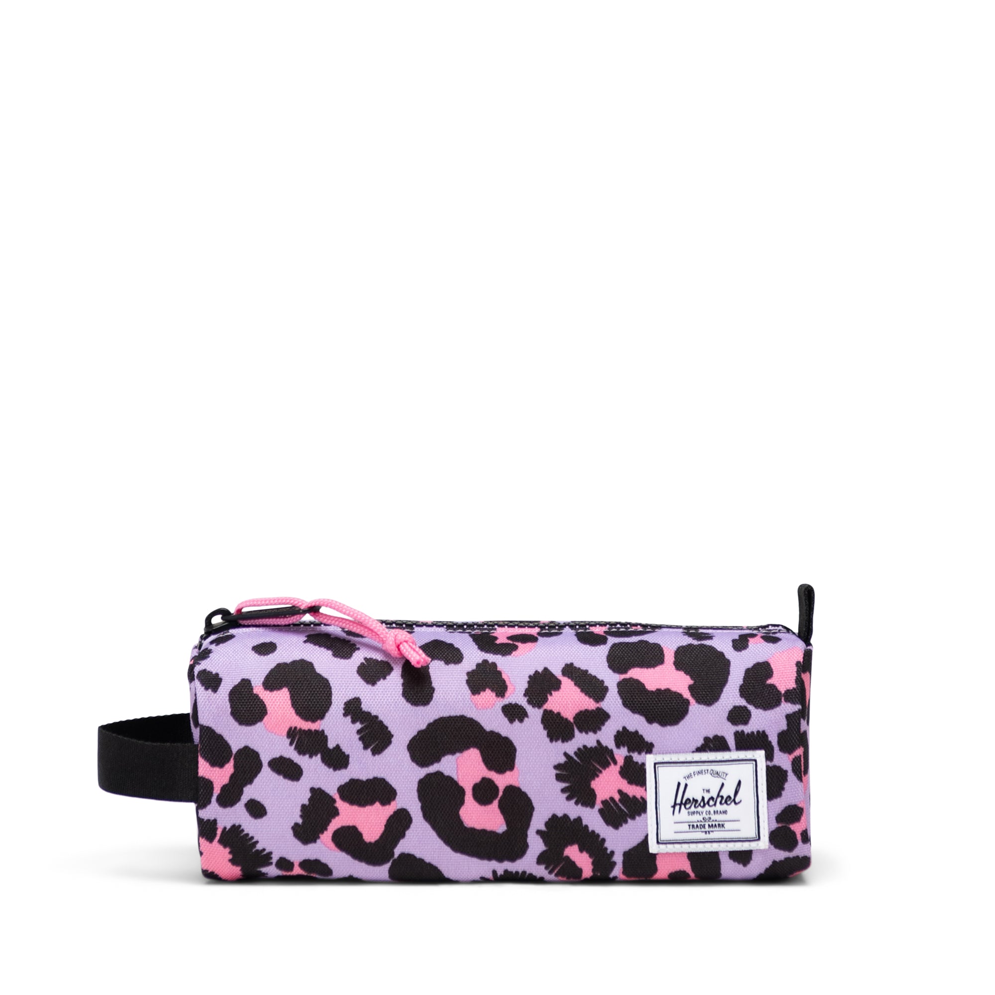 Herschel Settlement Pencil Case Little Herschel 1L in Scribble Leopard Sachet Pink — front view