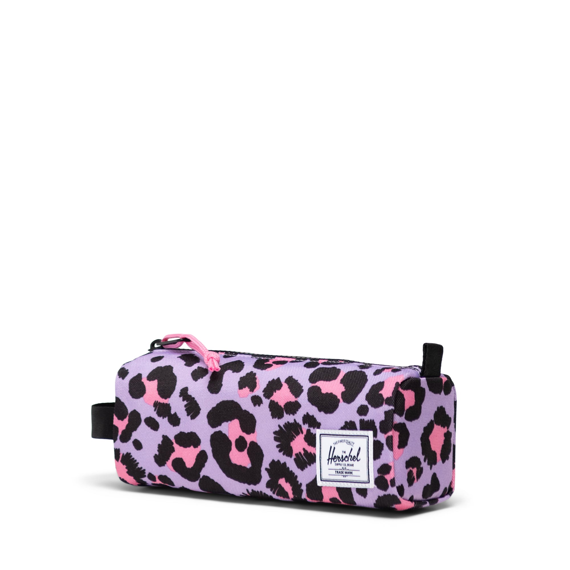 Herschel Settlement Pencil Case Little Herschel 1L in Scribble Leopard Sachet Pink — three-quarter view