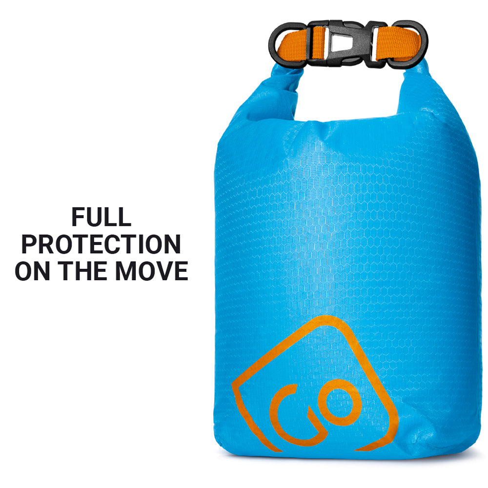 Go Travel Wet or Dry Bag in Blue — in use