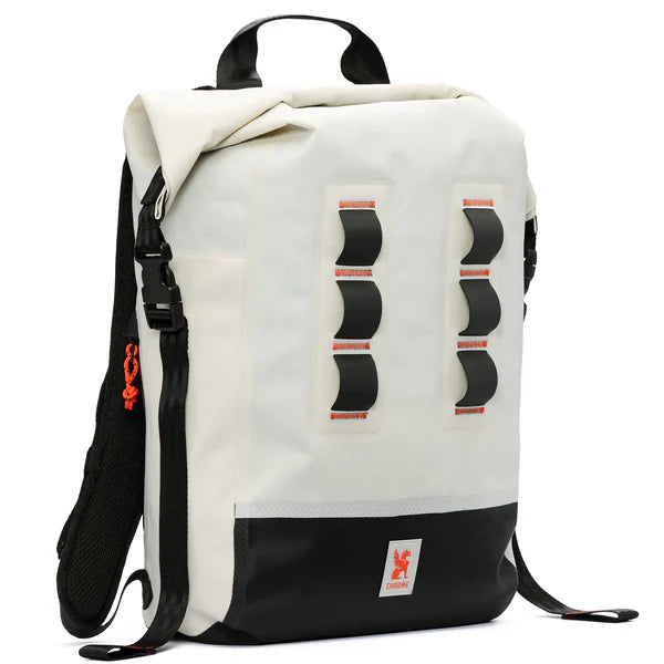 Chrome Industries Urban Ex Rolltop 20L backpack – black, rolltop rolled open