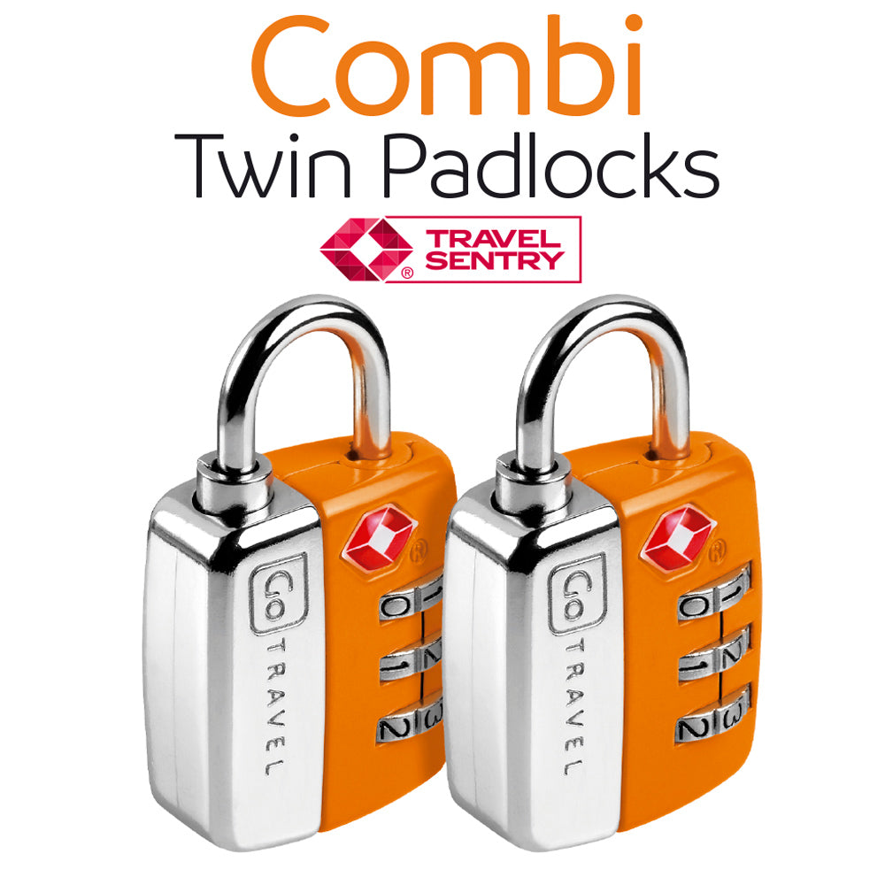 Go Travel Combi Twin TSA Padlocks (Set of 2) in Orange — angle view 2 # color_Orange