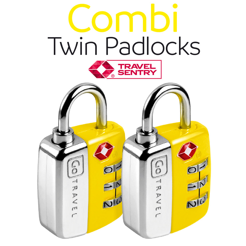Go Travel Combi Twin TSA Padlocks (Set of 2) in Yellow — angle view 2 # color_Yellow