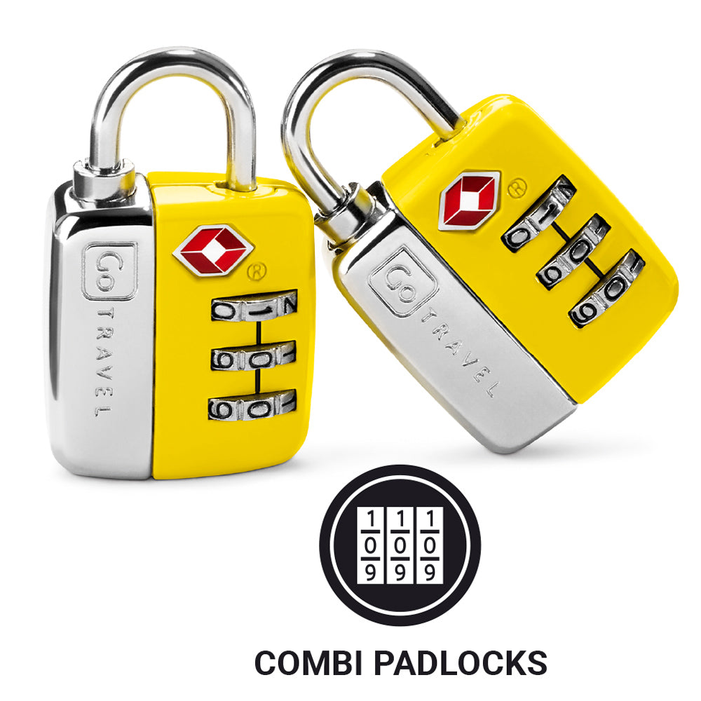 Go Travel Combi Twin TSA Padlocks (Set of 2) in Yellow — detail view 2 # color_Yellow