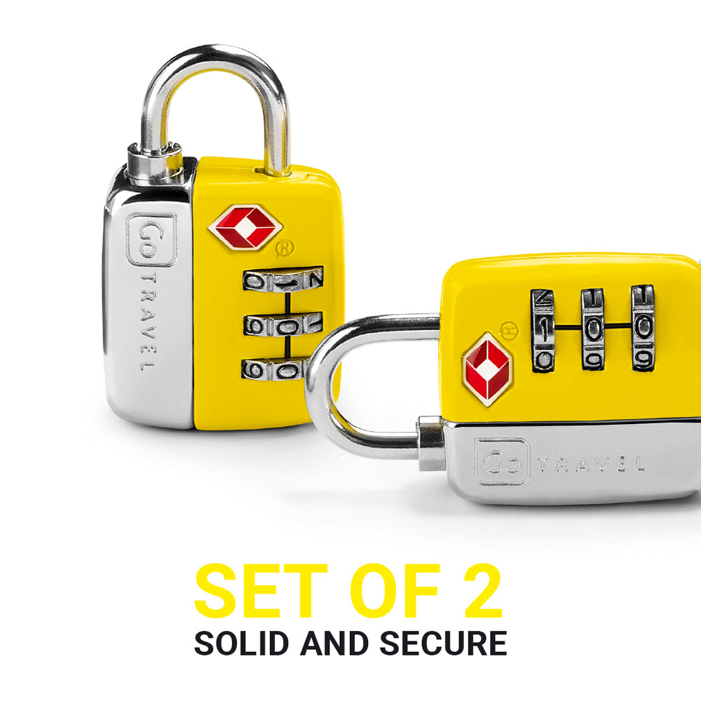 Go Travel Combi Twin TSA Padlocks (Set of 2) in Yellow — angle view 3 # color_Yellow