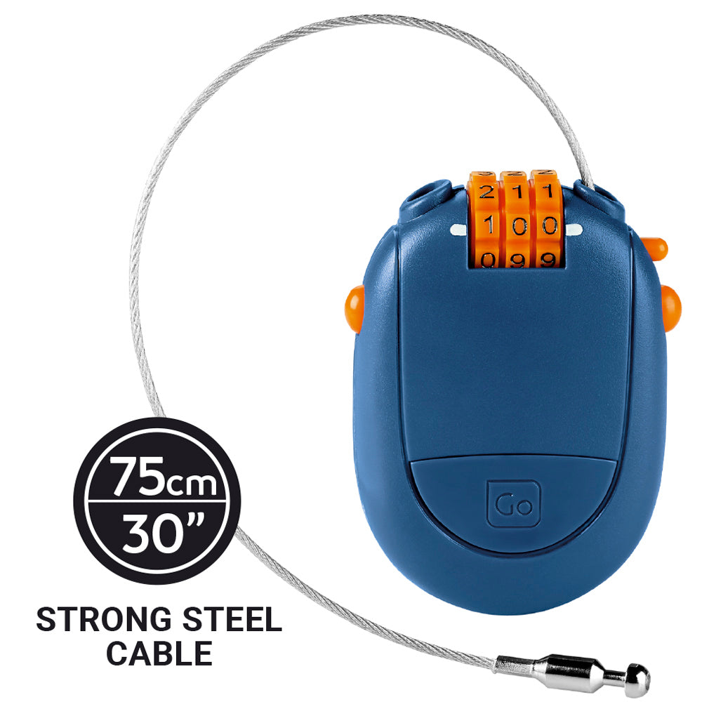 Go Travel Retractable Cable Padlock – in use on luggage