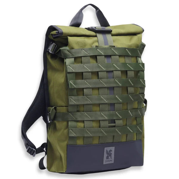 Chrome Industries Barrage 22L backpack – black, three-quarter view