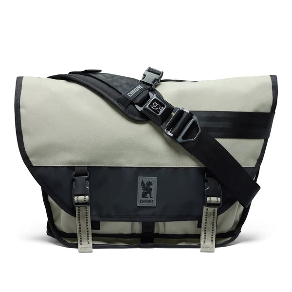 Sage green Chrome Citizen 15L messenger bag, straight-on front view