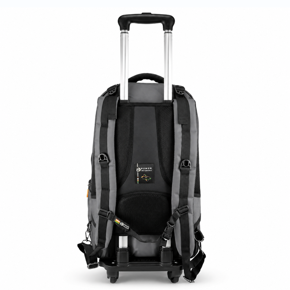 Power In Eavas 1921 4-Wheeled Backpack in Grey — back view