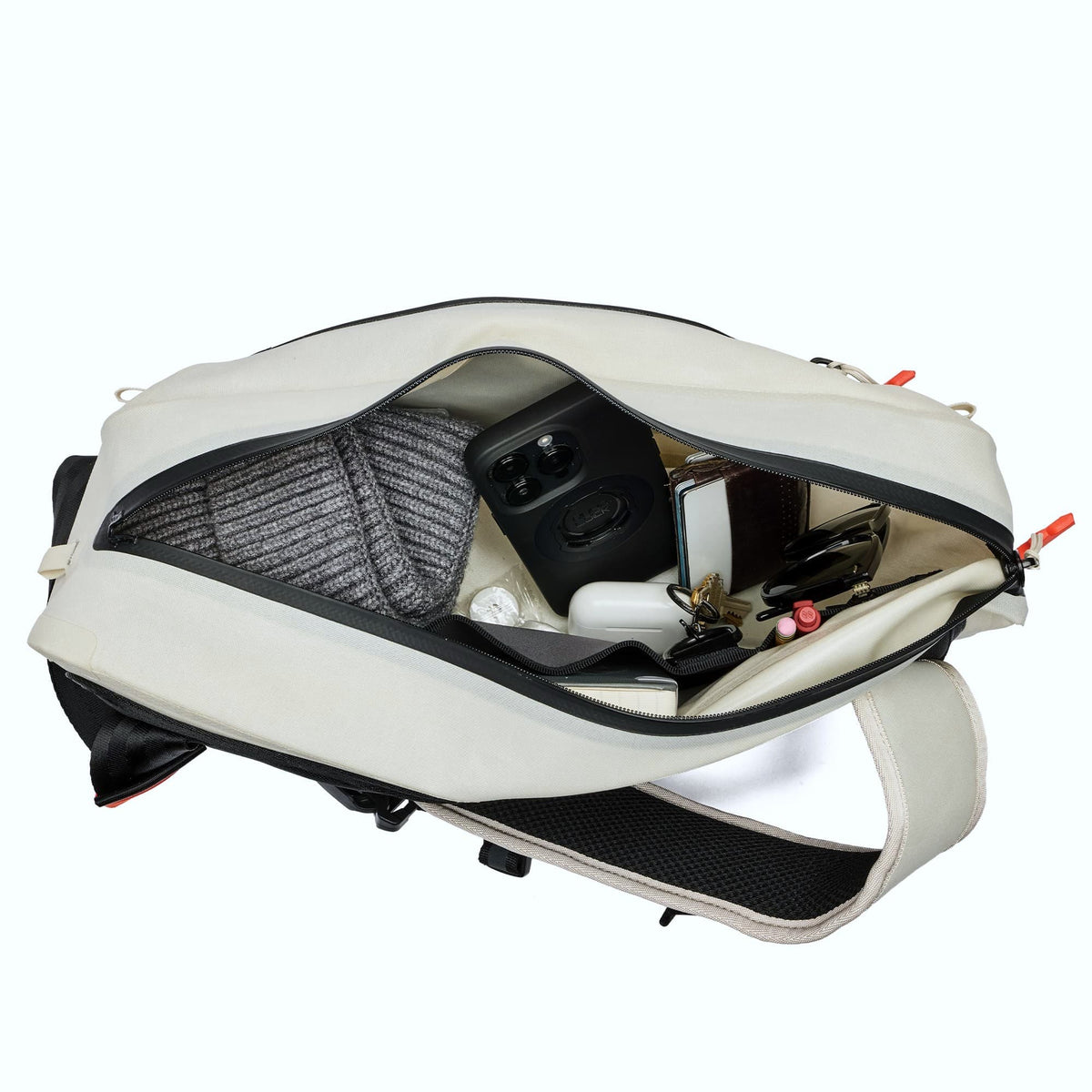 Chrome Industries Kadet WP Sling Bag 9L in Future White — interior view