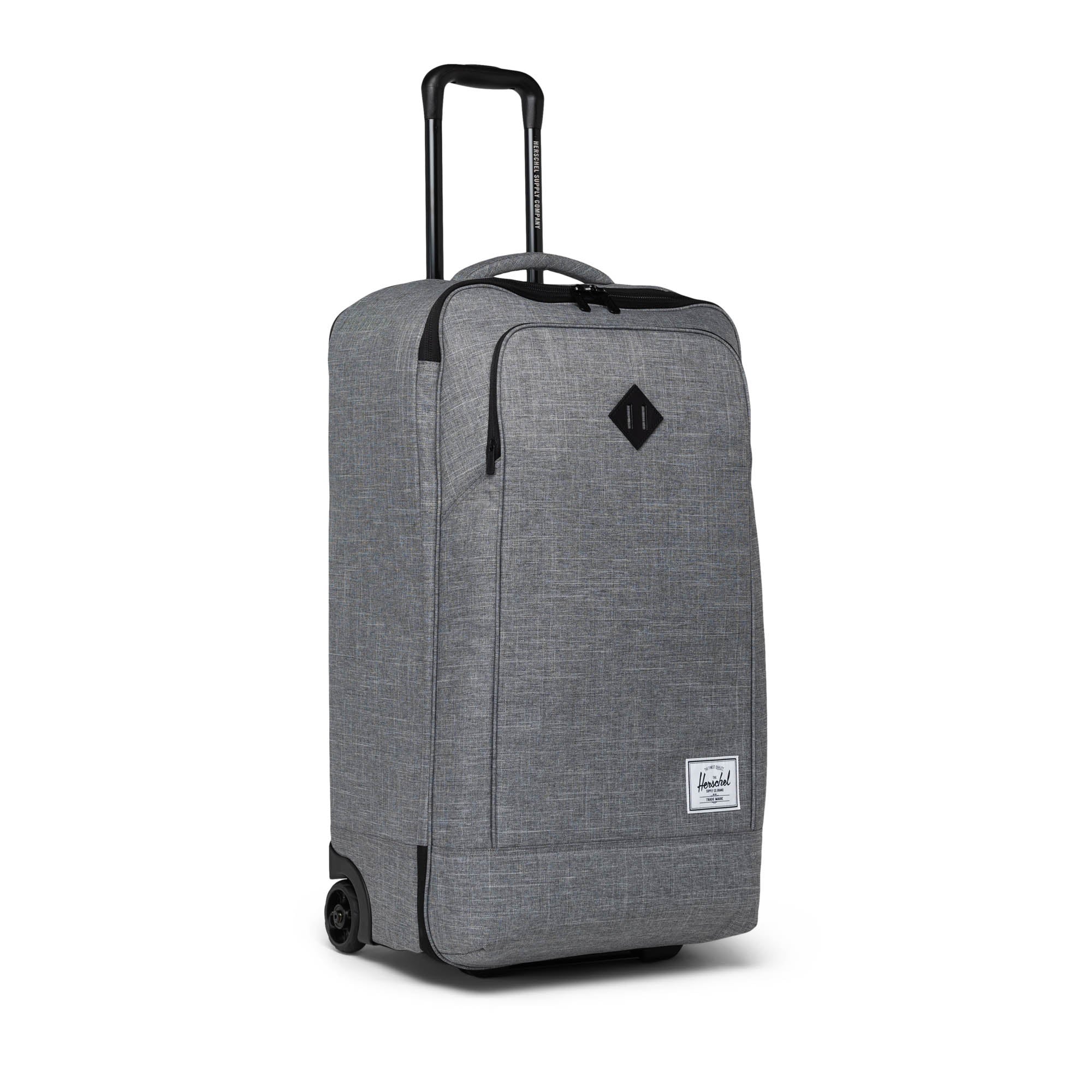 Herschel Heritage Softshell Luggage | Medium - 92L in Raven Crosshatch — angle view 4 # color_Raven Crosshatch