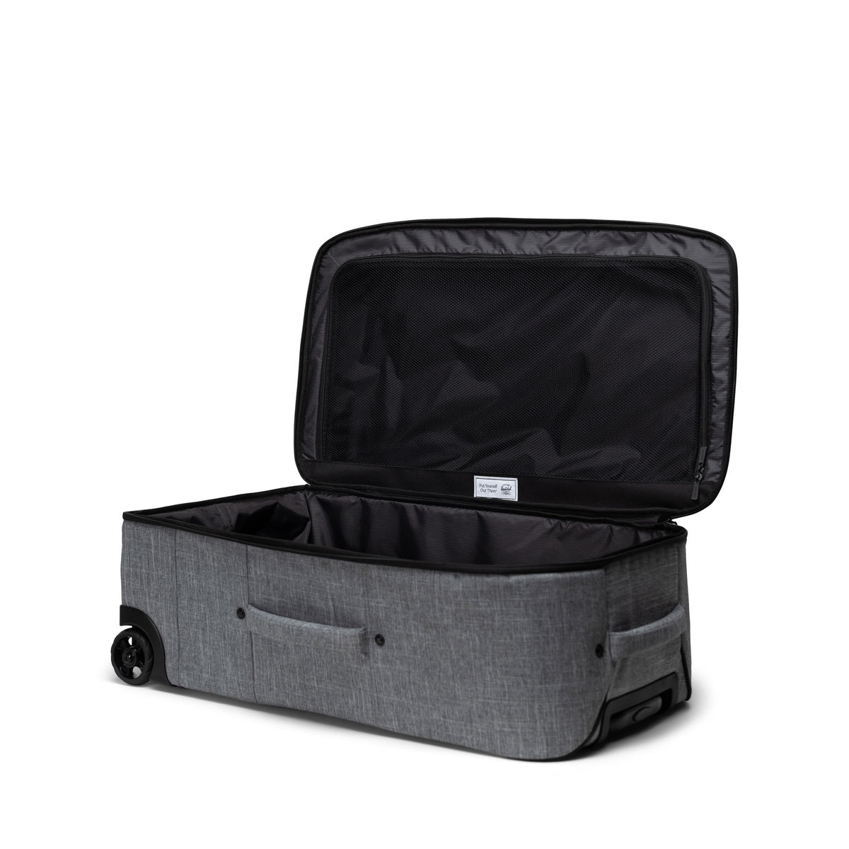 Herschel Heritage Softshell Luggage | Medium - 92L in Raven Crosshatch — interior view 2 # color_Raven Crosshatch