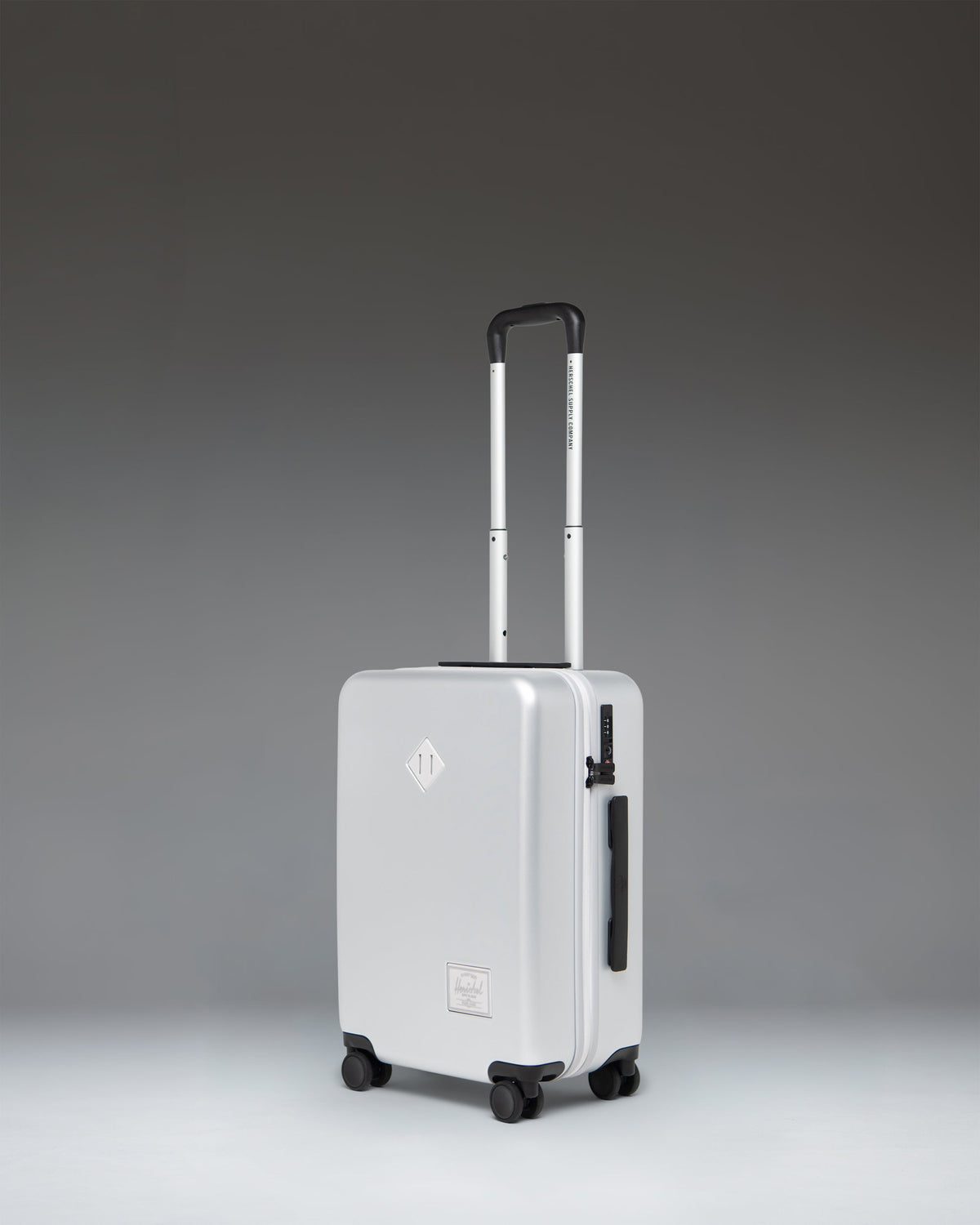 Herschel Heritage Hardshell Large Carry-On Luggage in Silver — angle view 2 # color_Silver