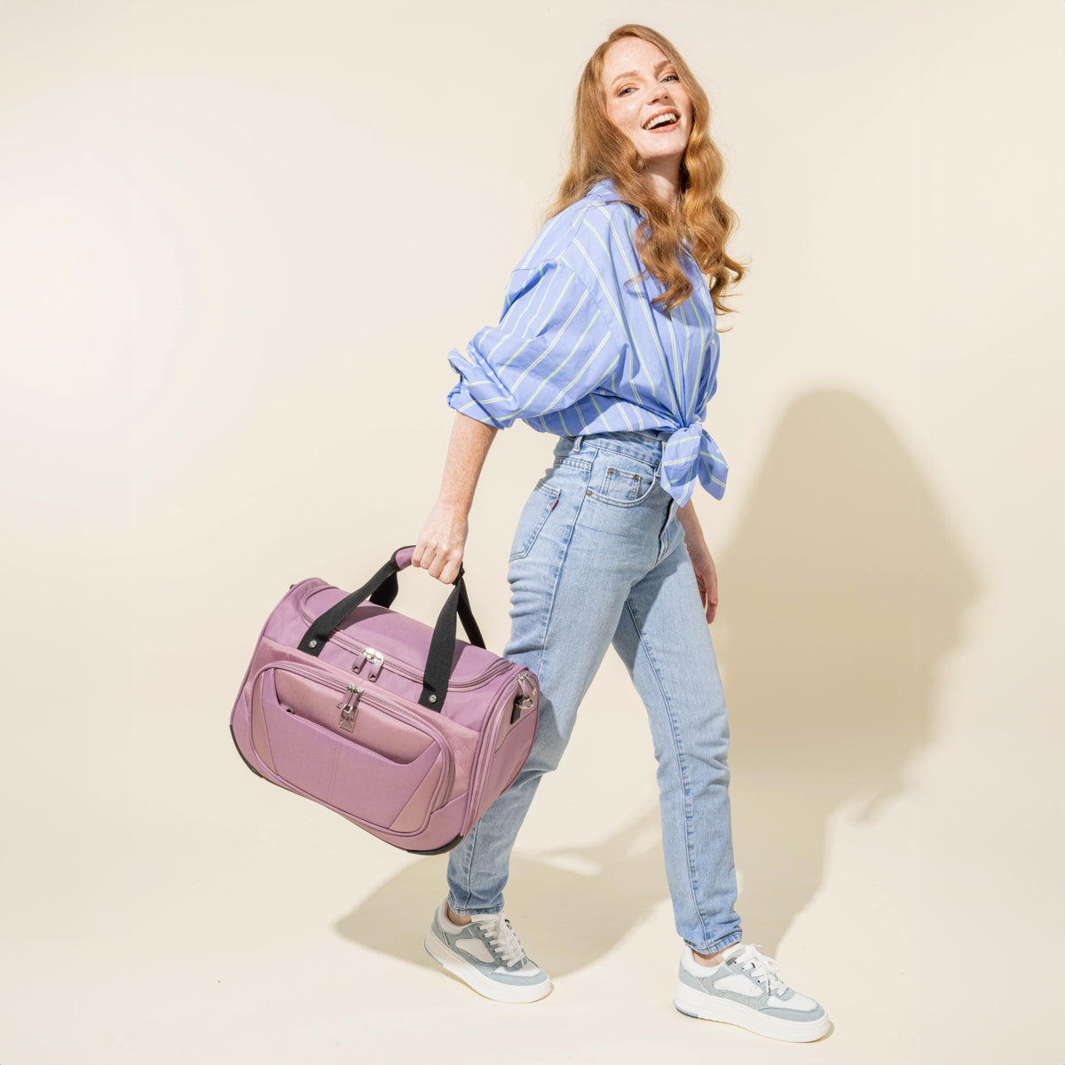 Travelpro Maxlite 5 Soft Tote in Orchid Pink — lifestyle