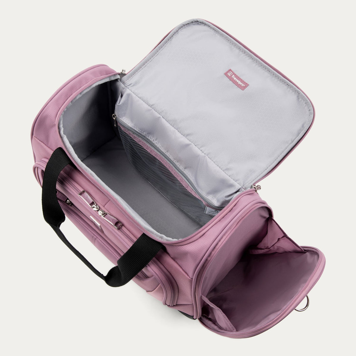Travelpro Maxlite 5 Soft Tote in Orchid Pink — interior view
