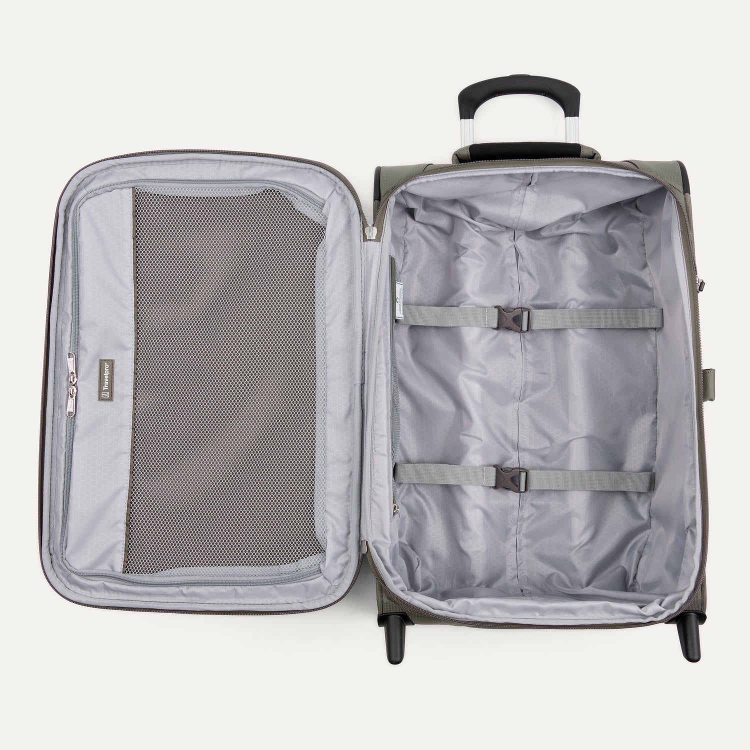 Travelpro Maxlite 5 22" Carry-On Expandable Rollaboard in Slate Green — interior view