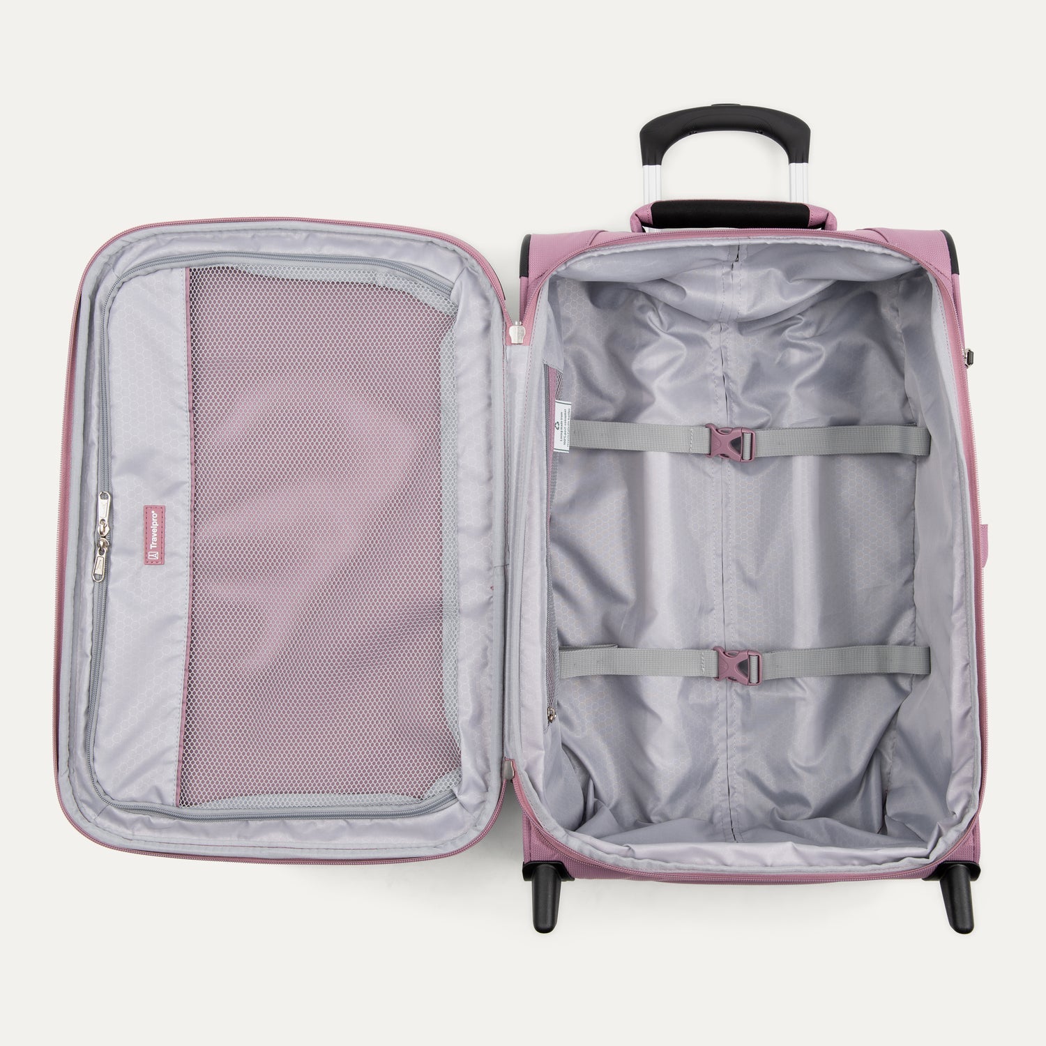 Travelpro Maxlite 5 22" Carry-On Expandable Rollaboard in Orchid Pink — interior view