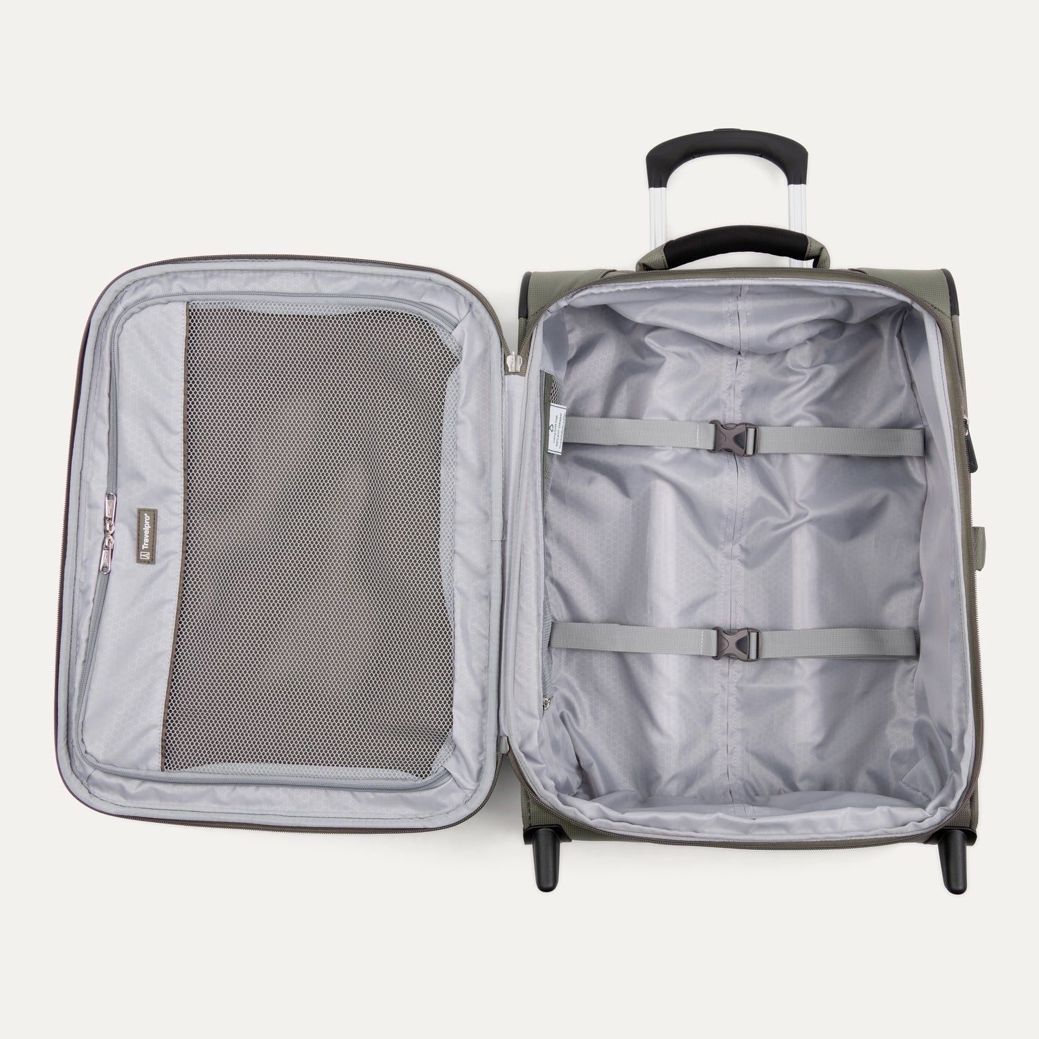 Travelpro Maxlite 5 International Carry-On Expandable Rollaboard in Slate Green — interior view
