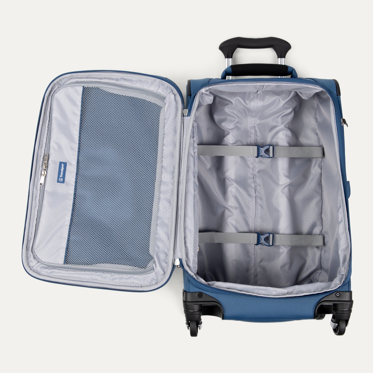 Travelpro Maxlite 5 Compact Carry-On Expandable Spinner in Ensign Blue — interior view