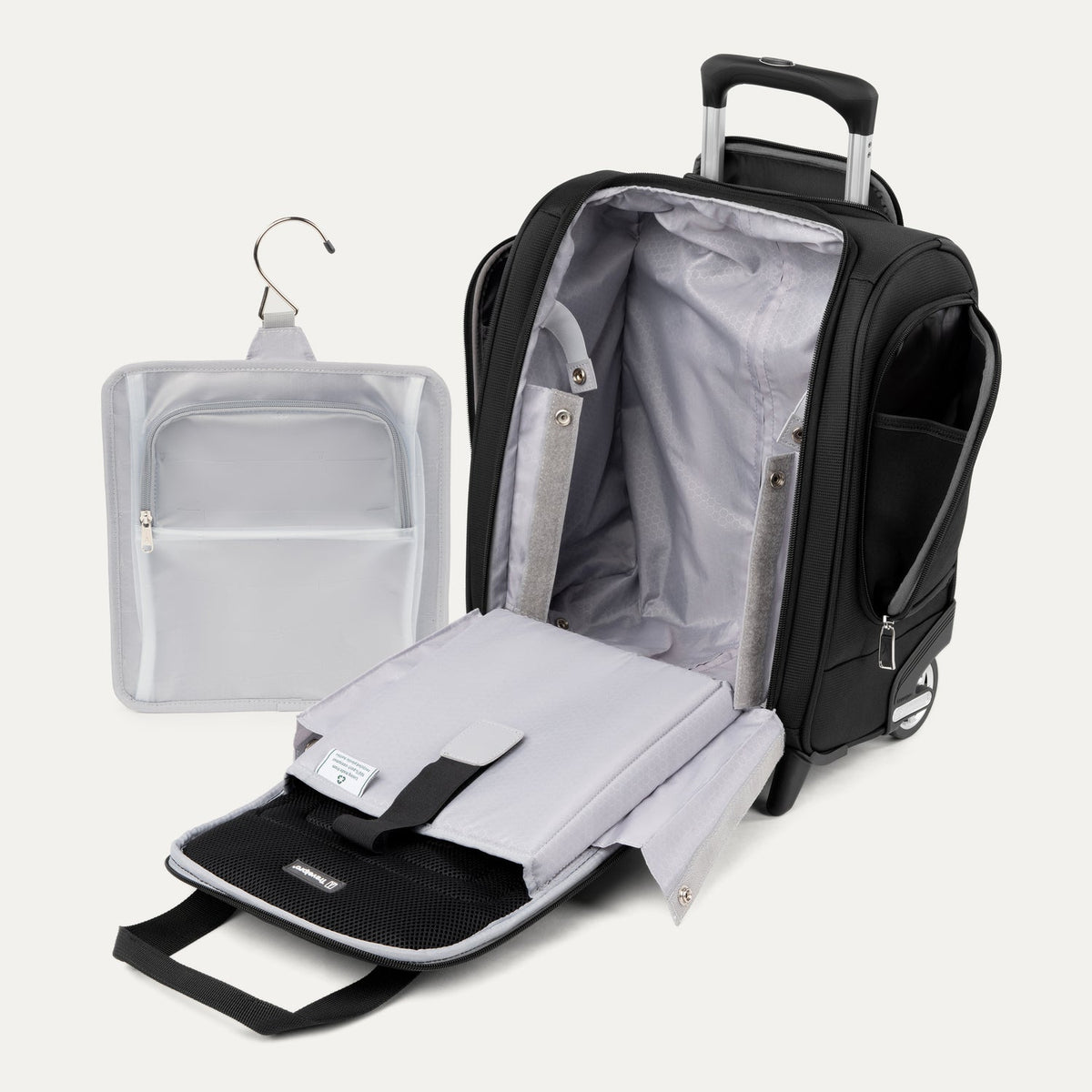Travelpro Maxlite 5 Carry-On Rolling Underseat Bag in Black — interior view