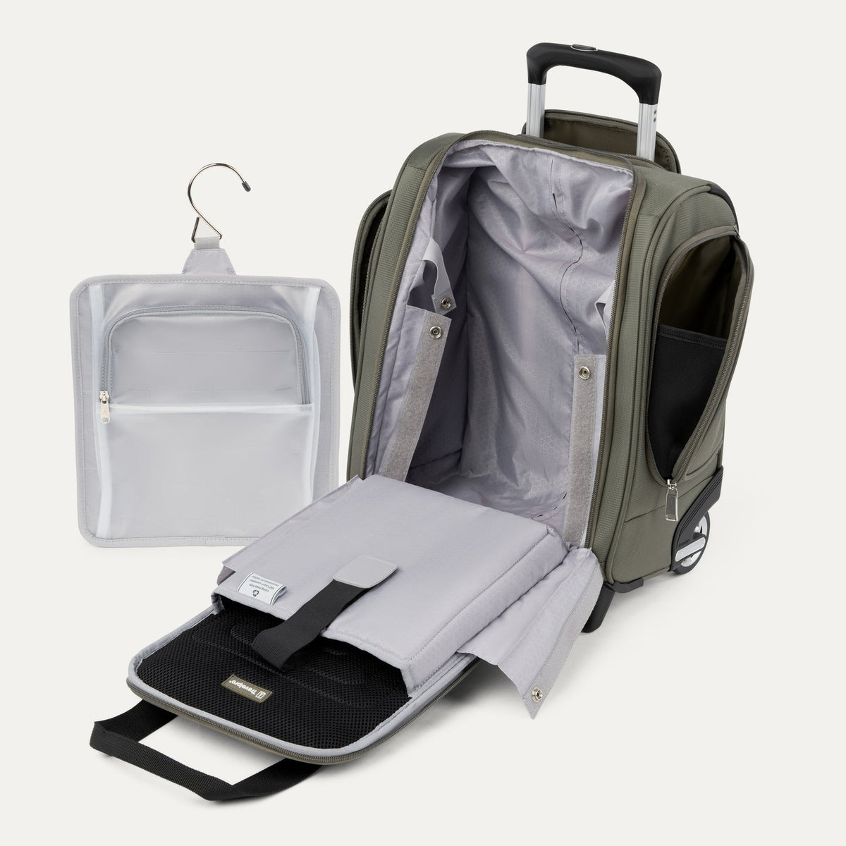 Travelpro Maxlite 5 Carry-On Rolling Underseat Bag in Slate Green — interior view