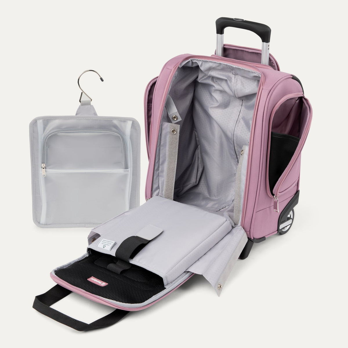 Travelpro Maxlite 5 Carry-On Rolling Underseat Bag in Orchid Pink — interior view