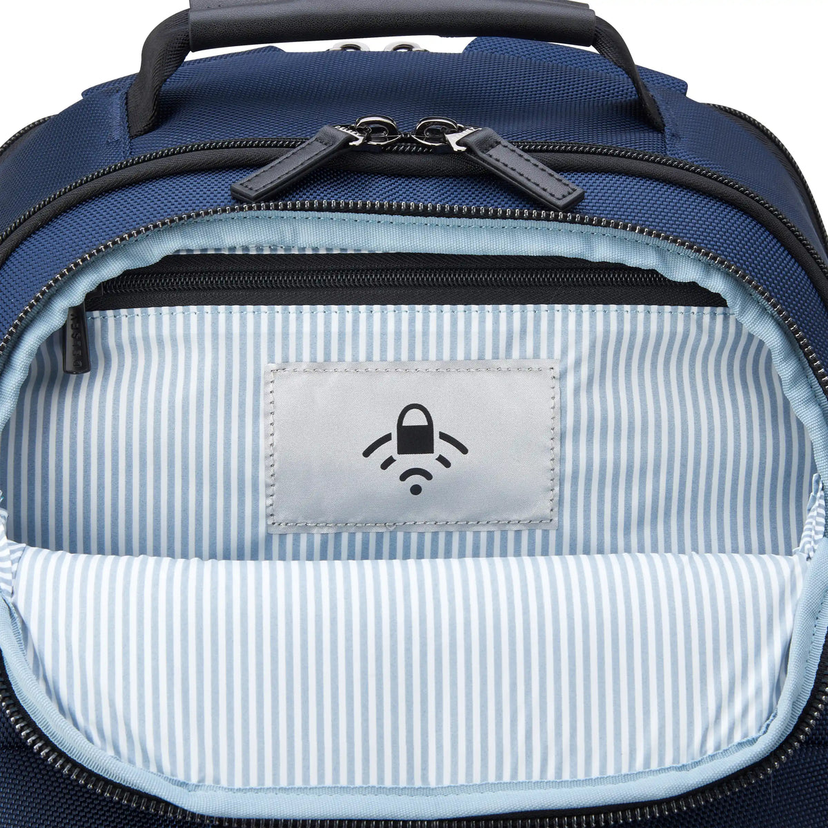 Delsey Wagram Laptop Backpack in Navy — interior view 3 # color_Navy