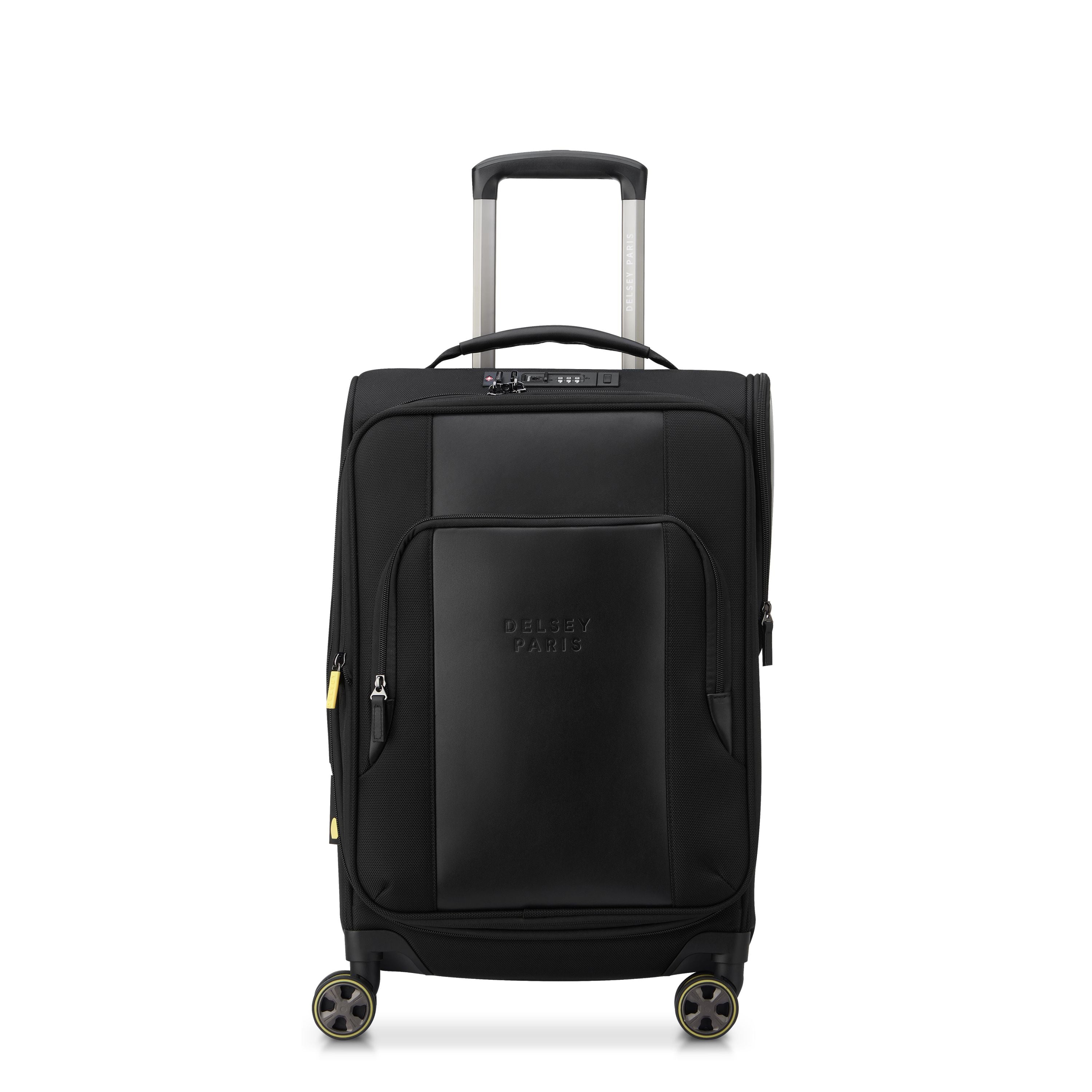 Delsey Wagram Carry-On Plus Expandable Spinner in Black — front view # color_Black