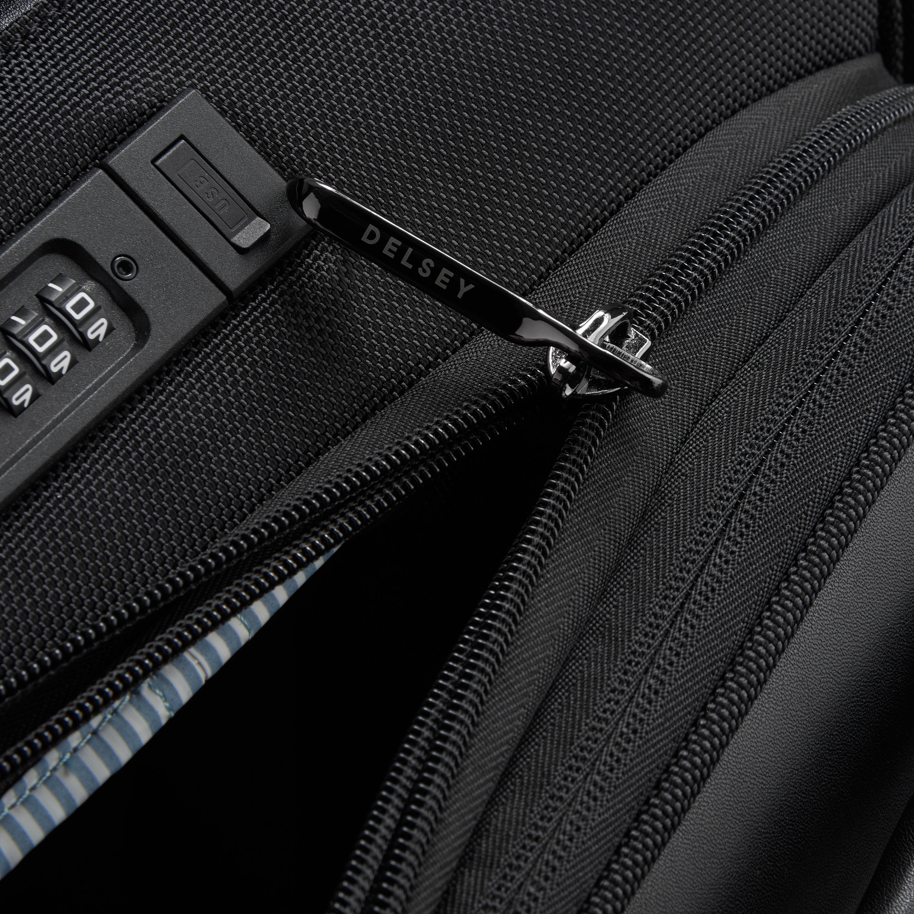 Delsey Wagram Carry-On Plus Expandable Spinner in Black — detail view 4 # color_Black