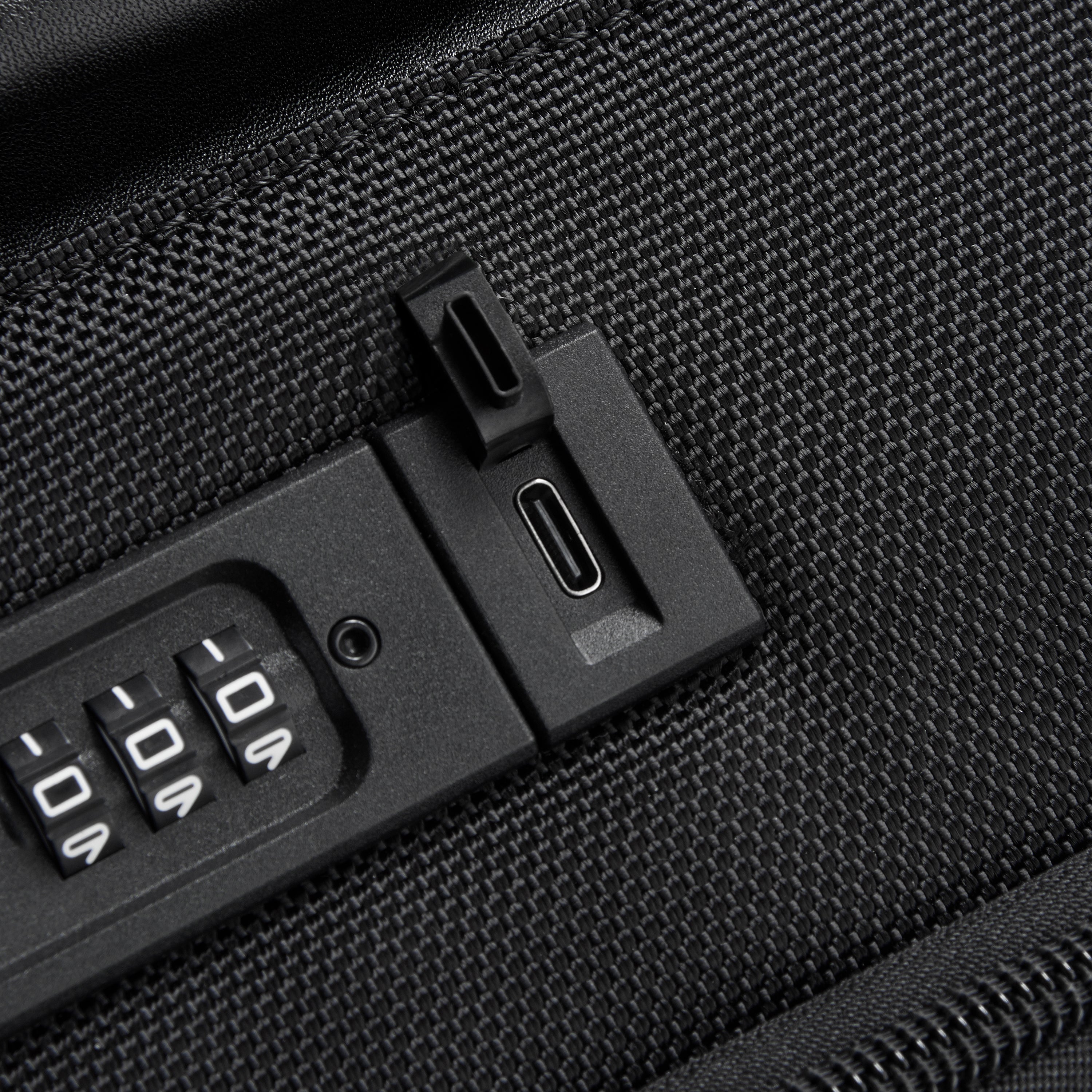 Delsey Wagram Carry-On Plus Expandable Spinner in Black — detail view 3 # color_Black