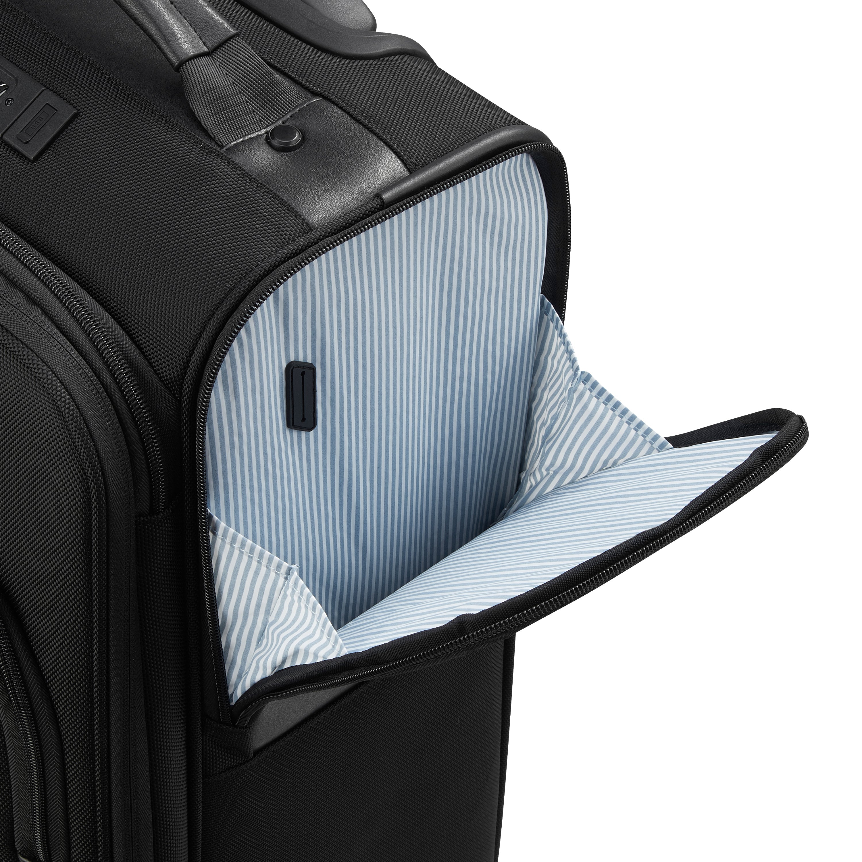 Delsey Wagram Carry-On Plus Expandable Spinner in Black — interior view 3 # color_Black