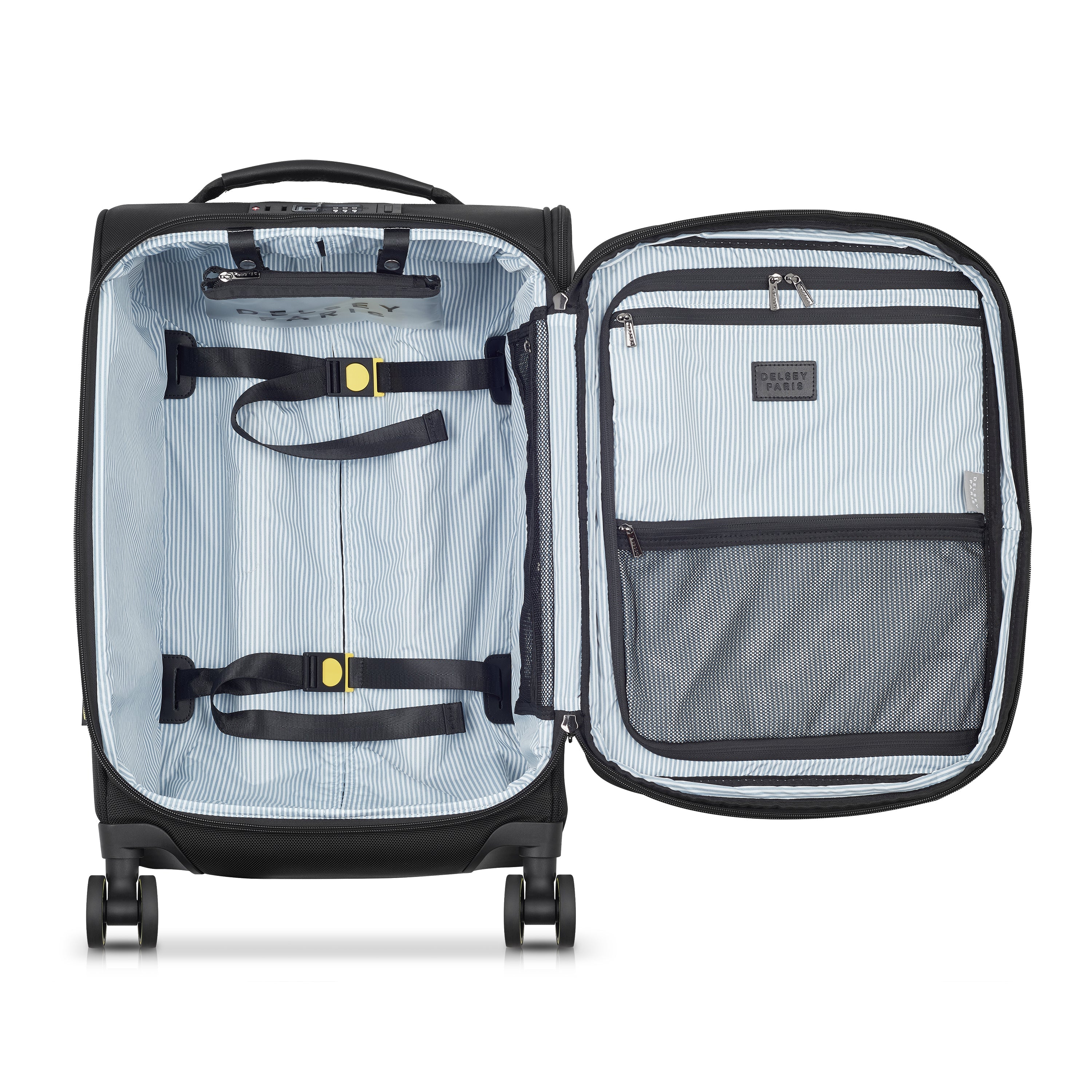 Delsey Wagram Carry-On Plus Expandable Spinner in Black — interior view # color_Black
