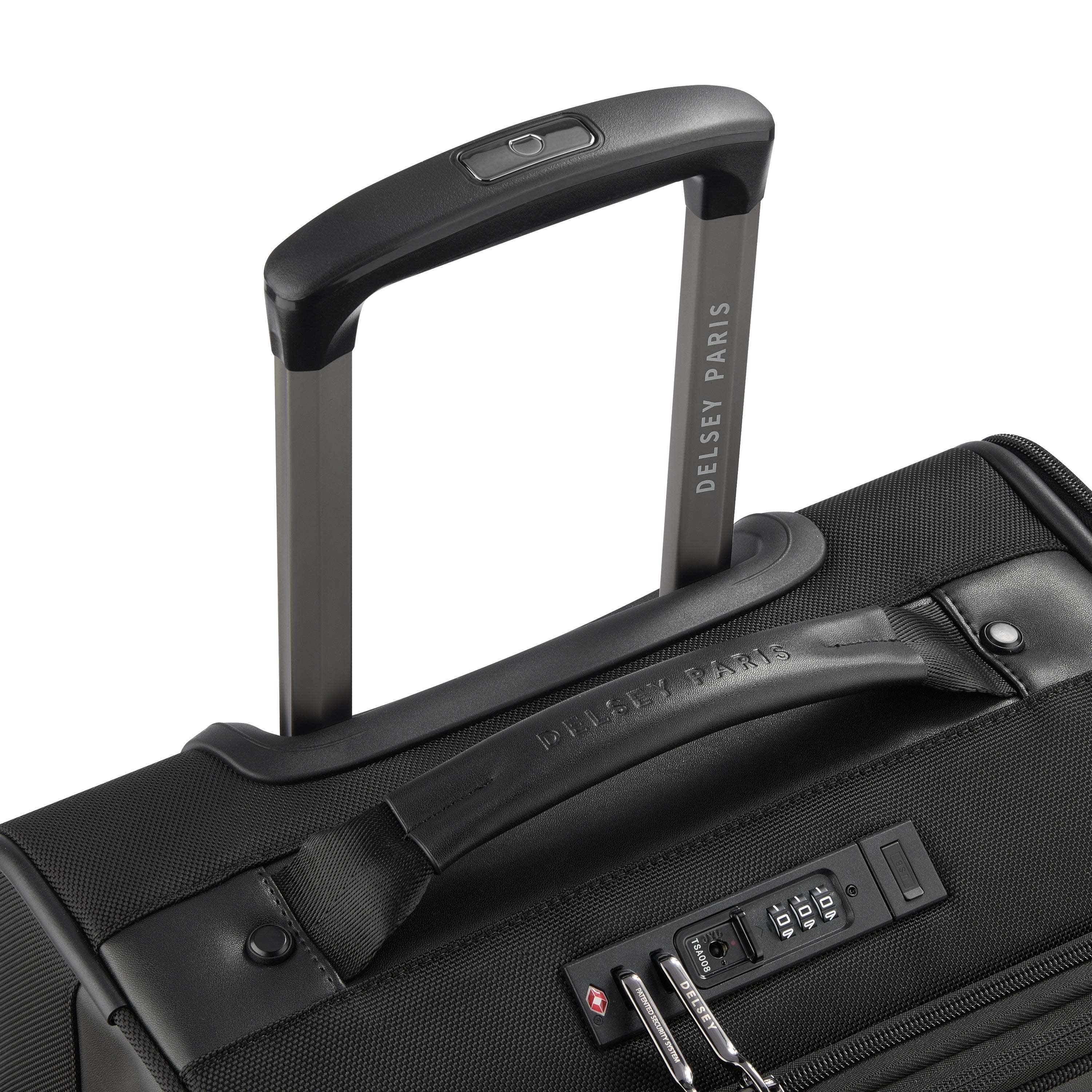 Delsey Wagram Carry-On Plus Expandable Spinner in Black — detail view # color_Black