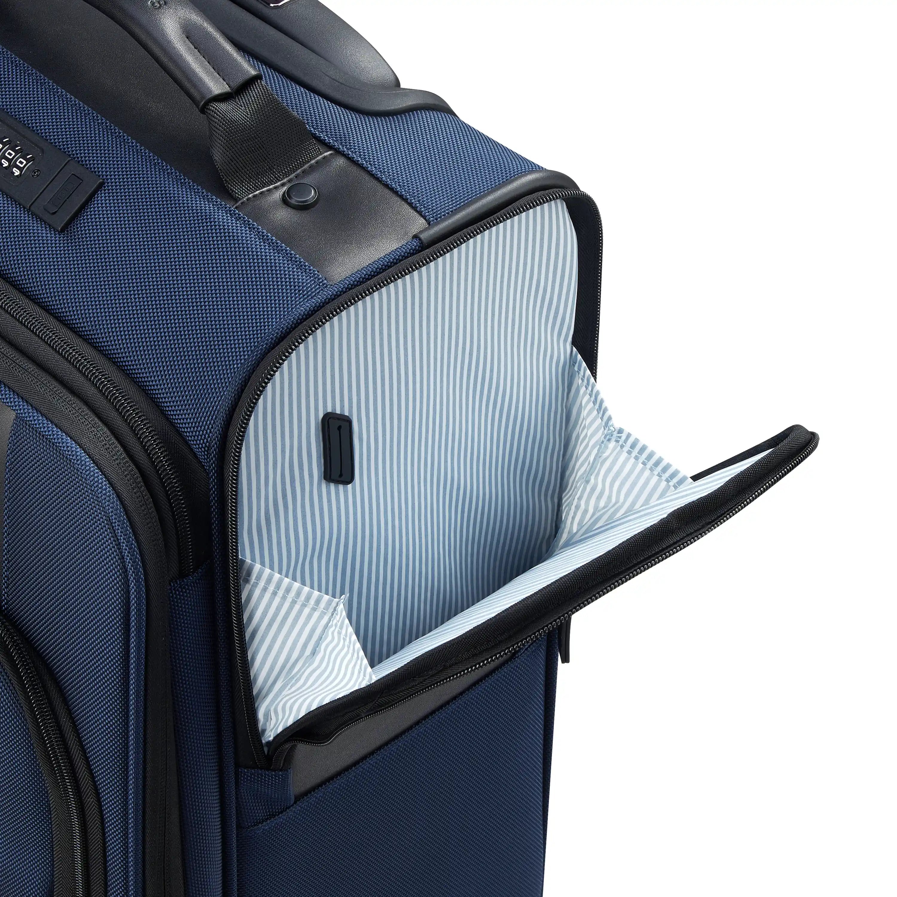 Delsey Wagram Carry-On Plus Expandable Spinner in Navy — interior view 3 # color_Navy