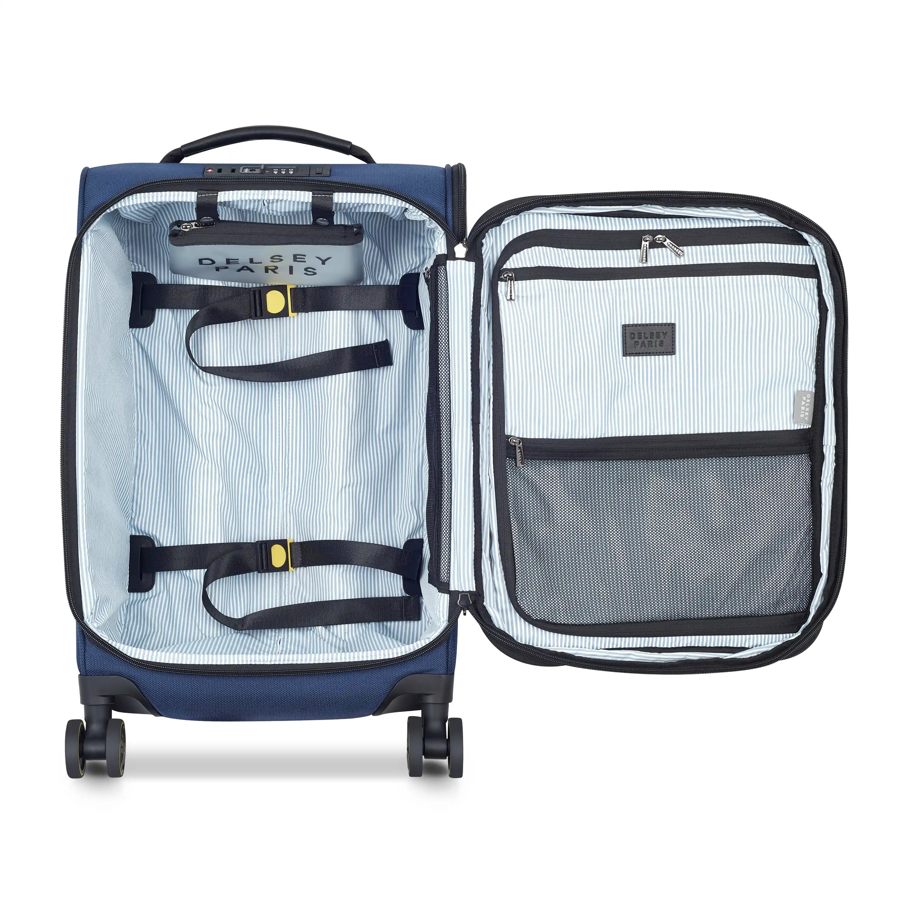 Delsey Wagram Carry-On Plus Expandable Spinner in Navy — interior view # color_Navy