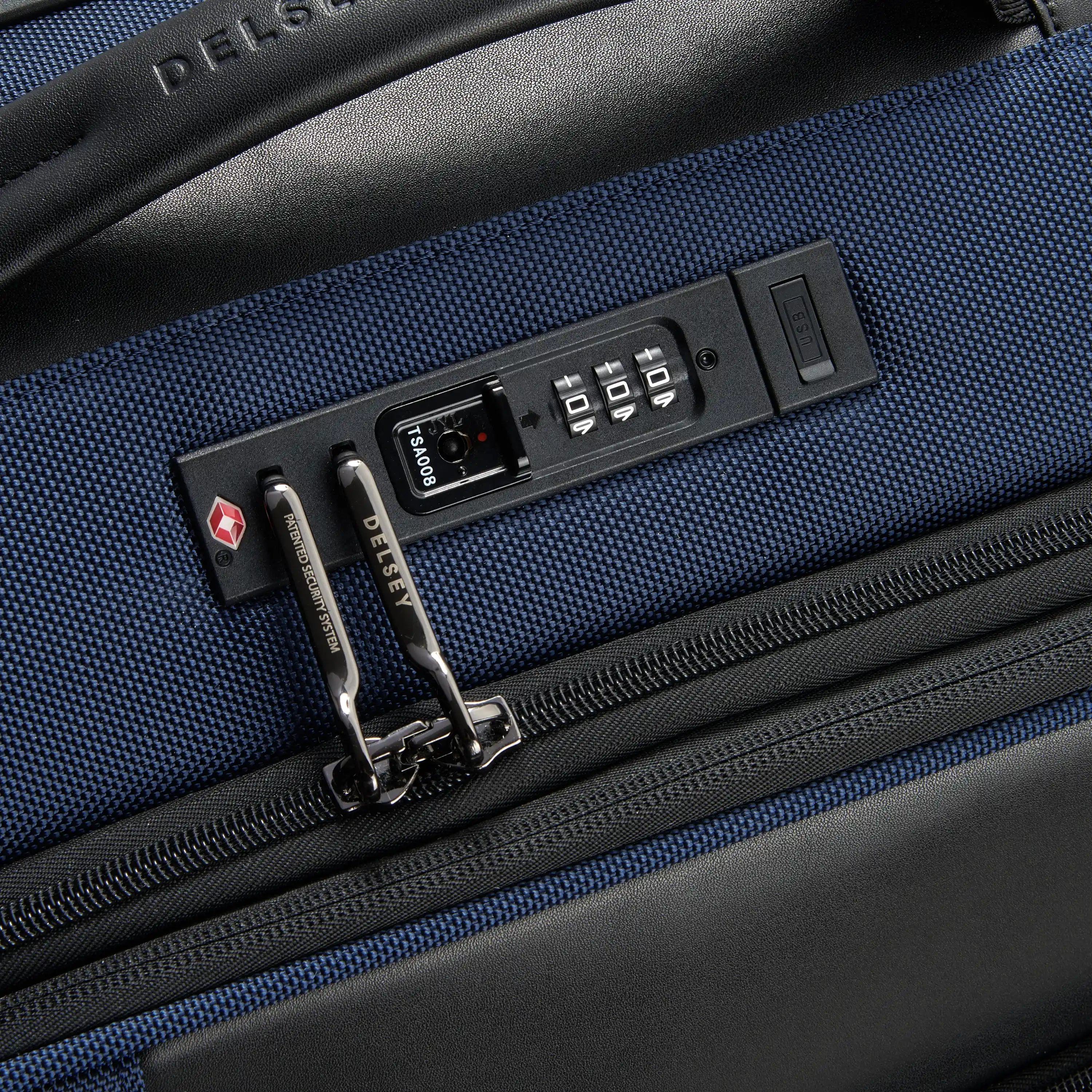 Delsey Wagram Carry-On Plus Expandable Spinner in Navy — detail view 2 # color_Navy