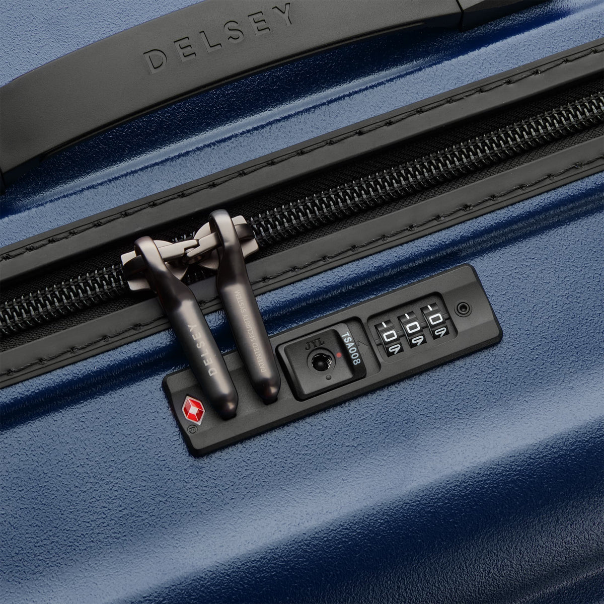 Delsey Turenne 2.0 Large Trunk Spinner in Night Blue — detail view 2 # color_Night Blue