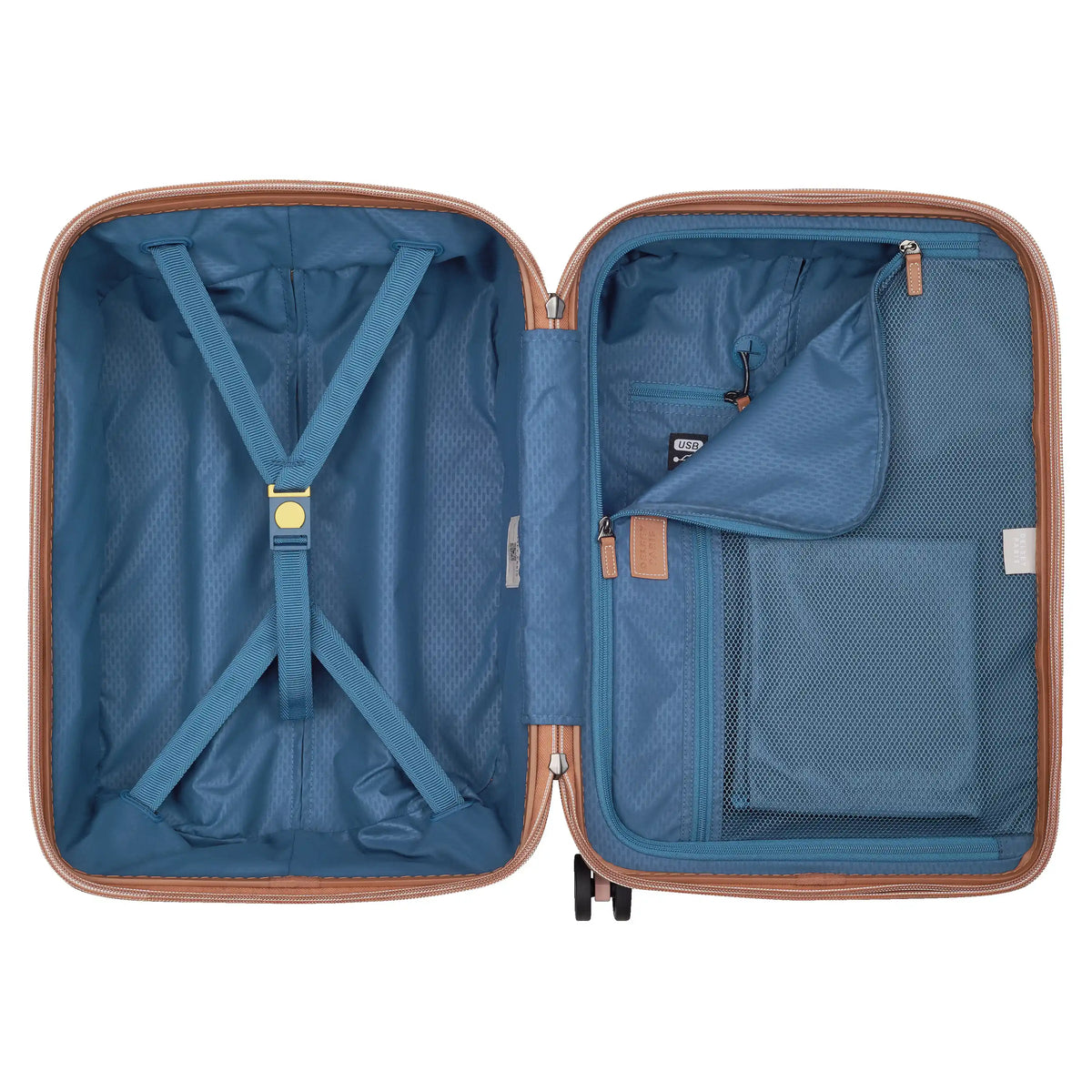 Delsey Chatelet Air 2.0 23-Inch Carry-On Spinner in Blush Pink — interior view