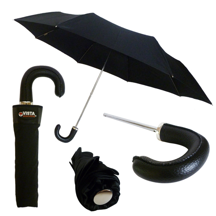 Vista 4017 Deluxe Mini Folding Umbrella in Black — front view