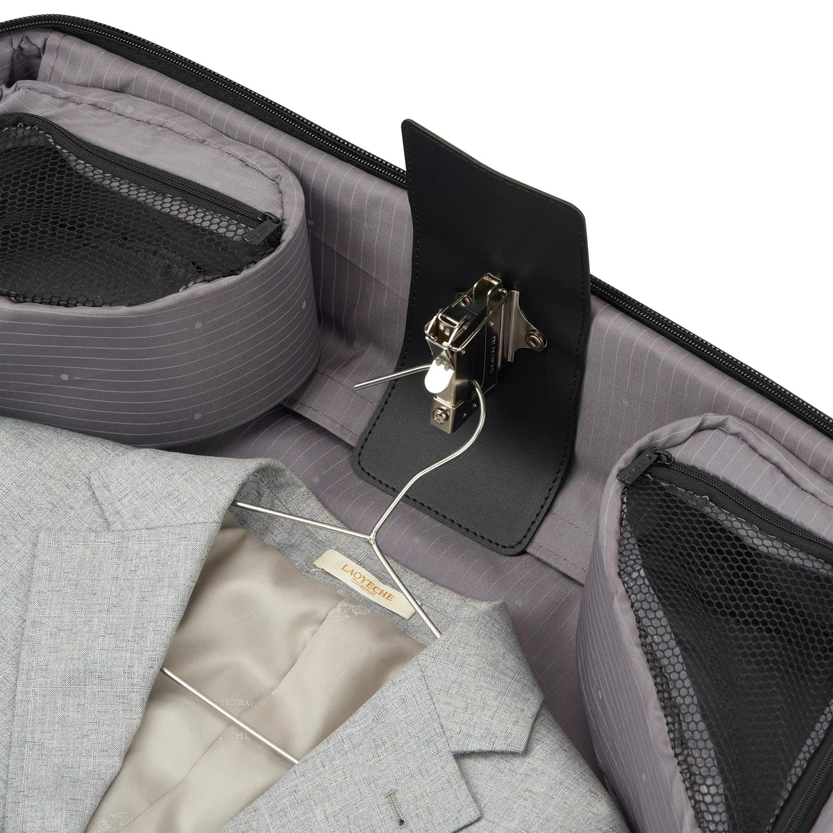 Delsey Helium DLX Large Rolling Garment Bag in Black — detail view # color_Black