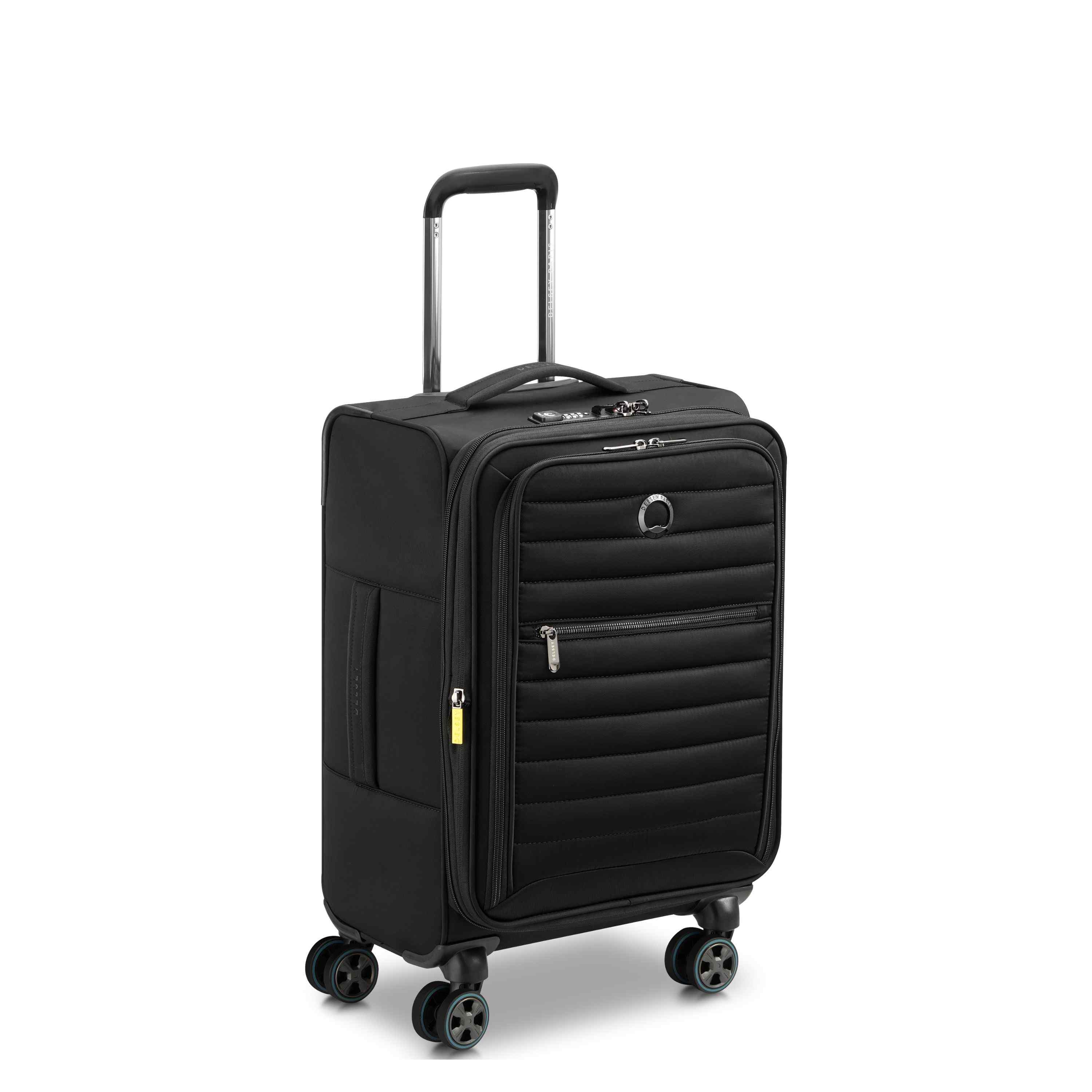 Delsey Cruise 3.0 Softside Carry-On Plus Expandable Spinner in Black — angle view 2 # color_Black