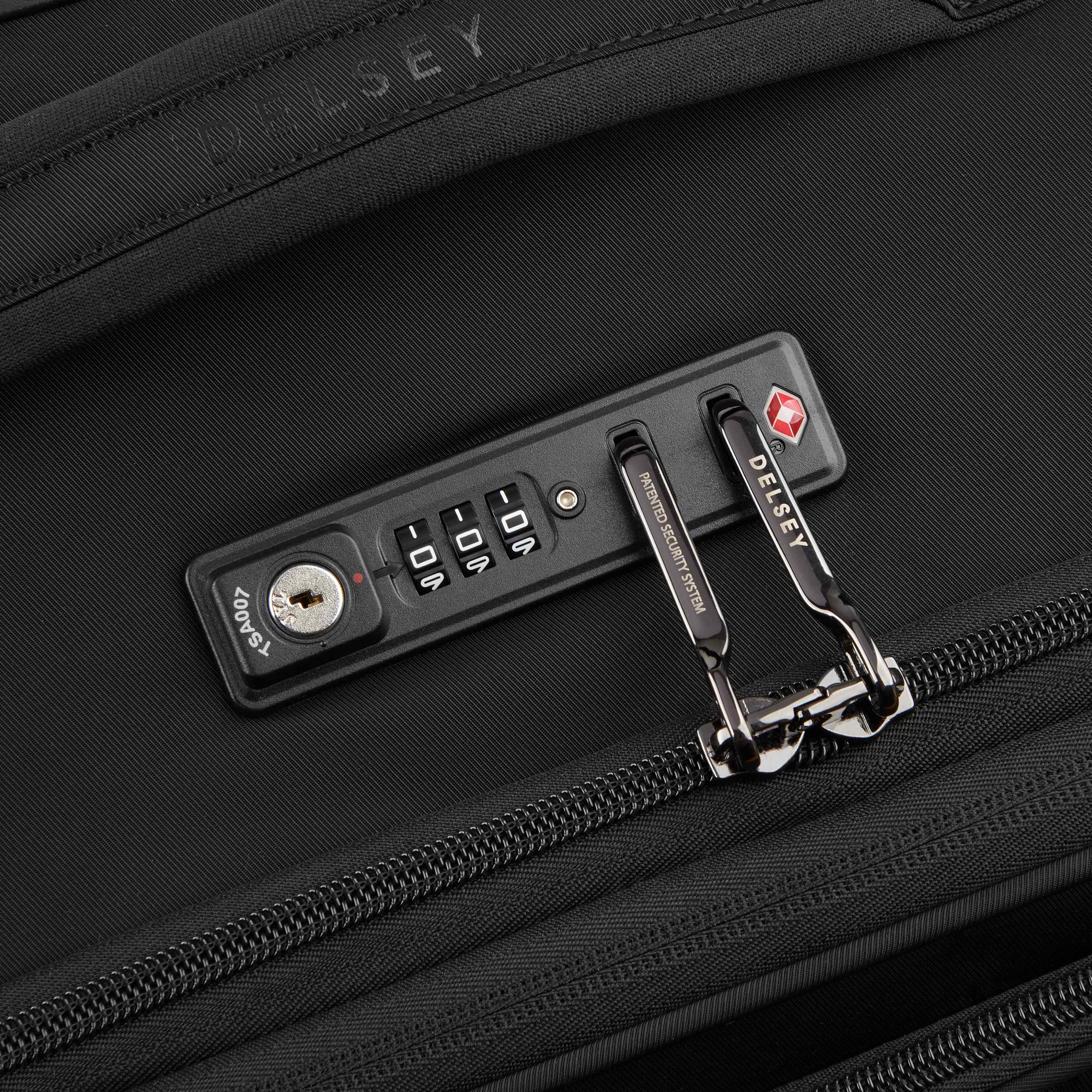 Delsey Cruise 3.0 Softside Carry-On Plus Expandable Spinner in Black — detail view 2 # color_Black