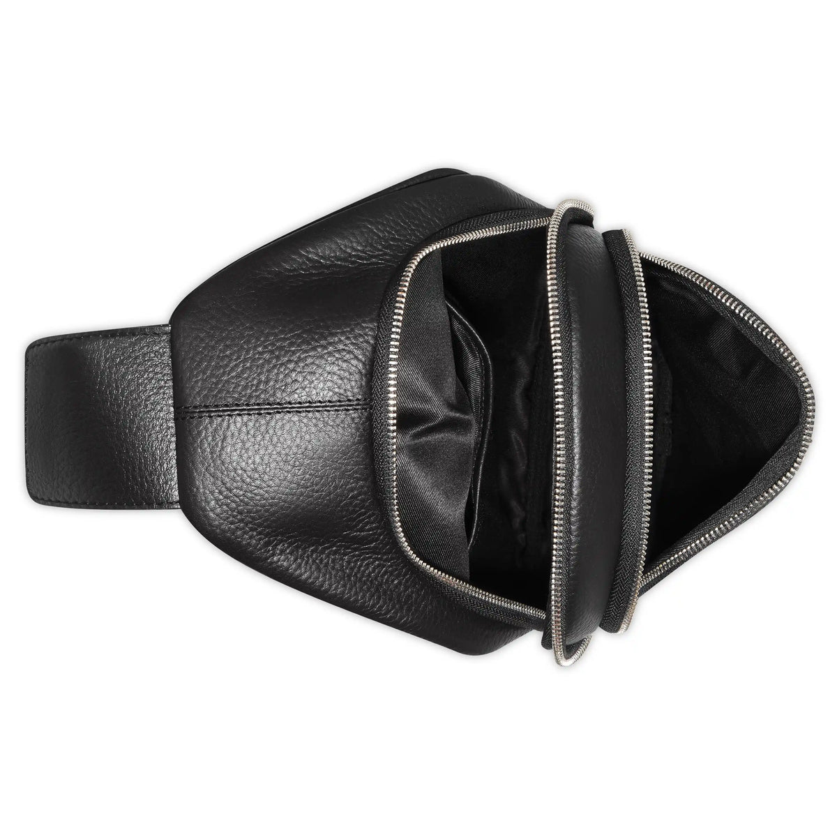 Delsey The Leather Collection Leather Sling Bag in Black — interior view