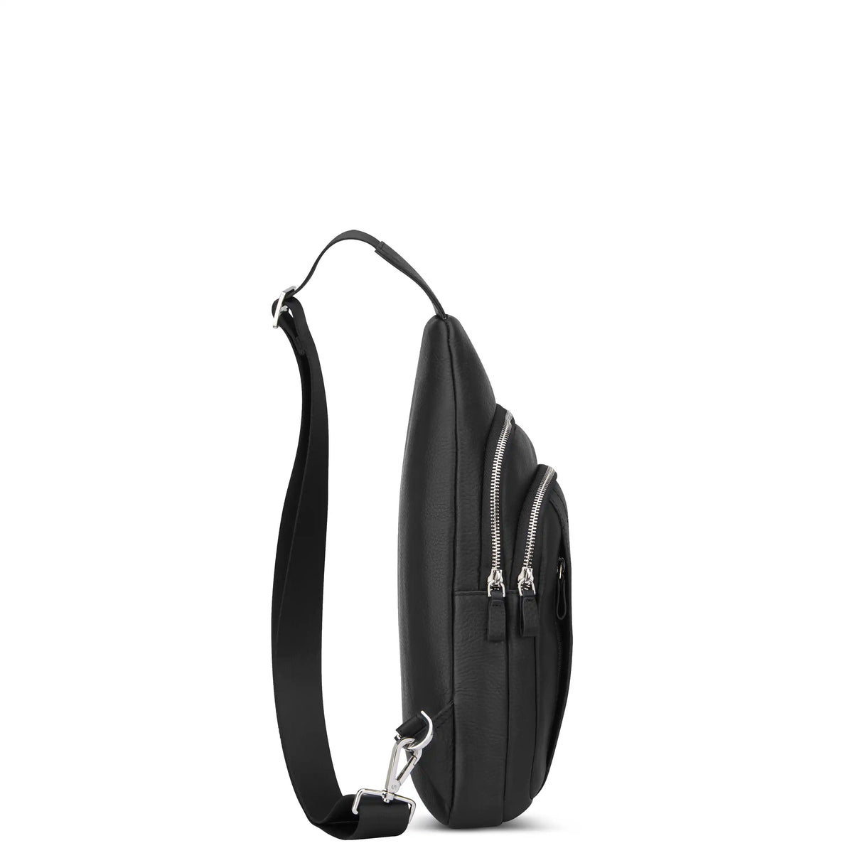 Delsey The Leather Collection Leather Sling Bag in Black — angle view 3