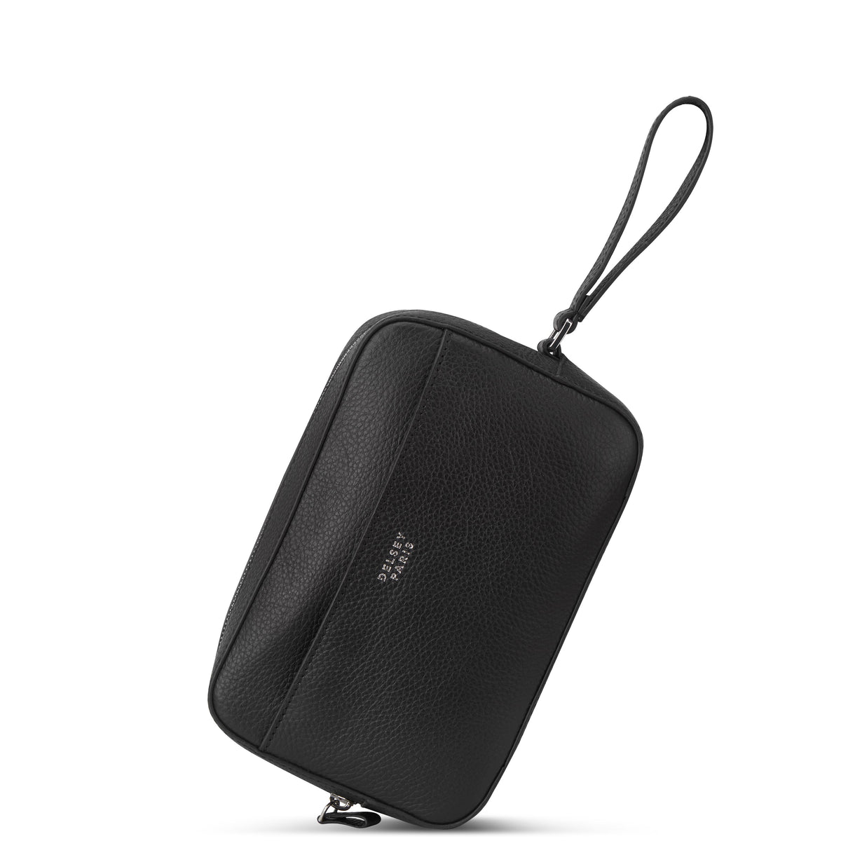 Delsey The Leather Collection Toiletry Bag in Black — angle view 2