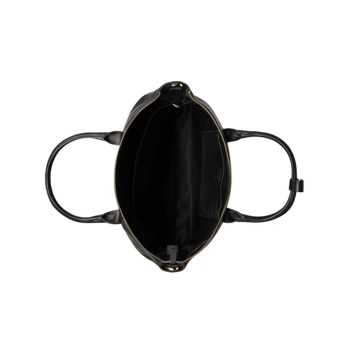 Delsey The Leather Collection Zippered Leather Tote Bag in Black — interior view