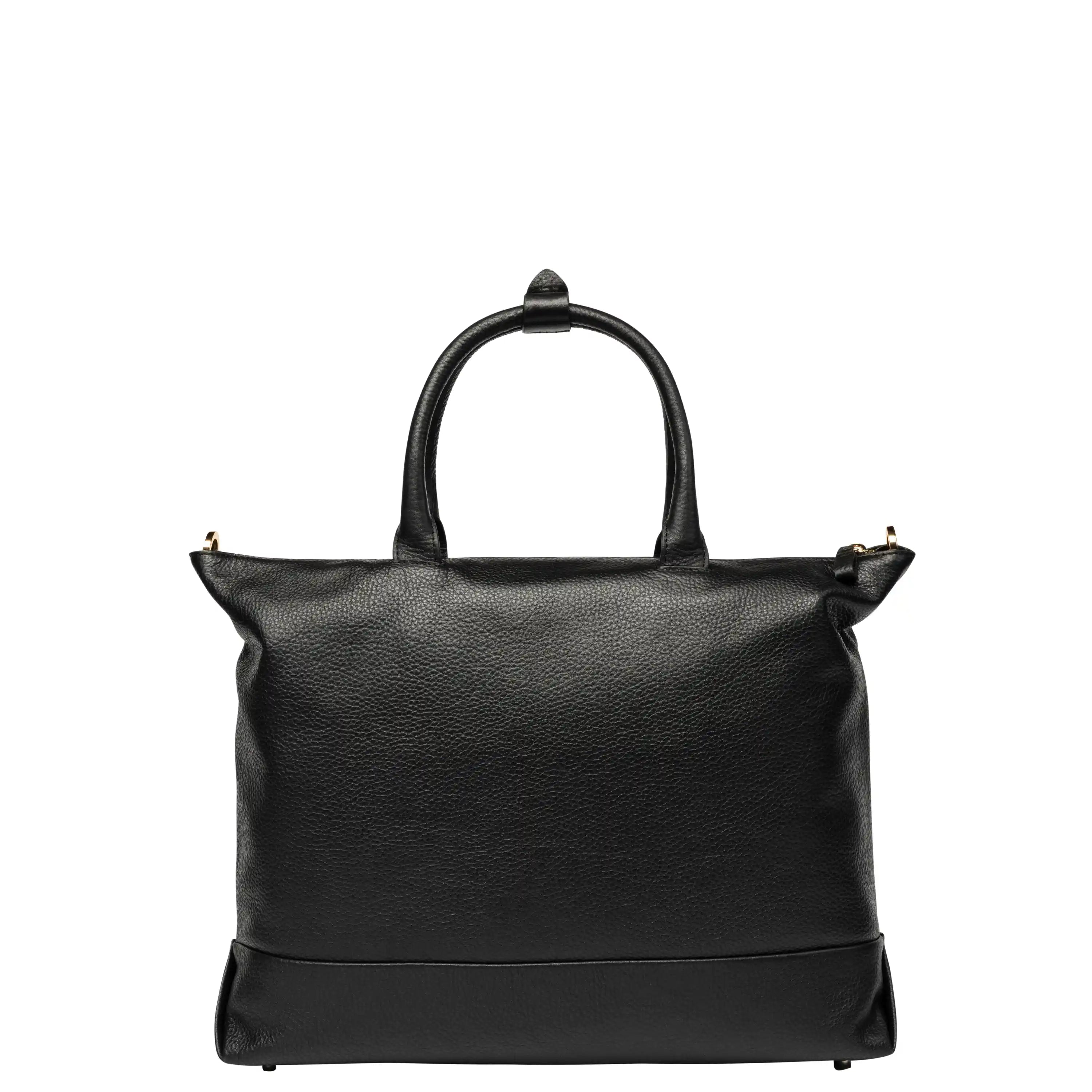 Delsey The Leather Collection Zippered Leather Tote Bag in Black — back view