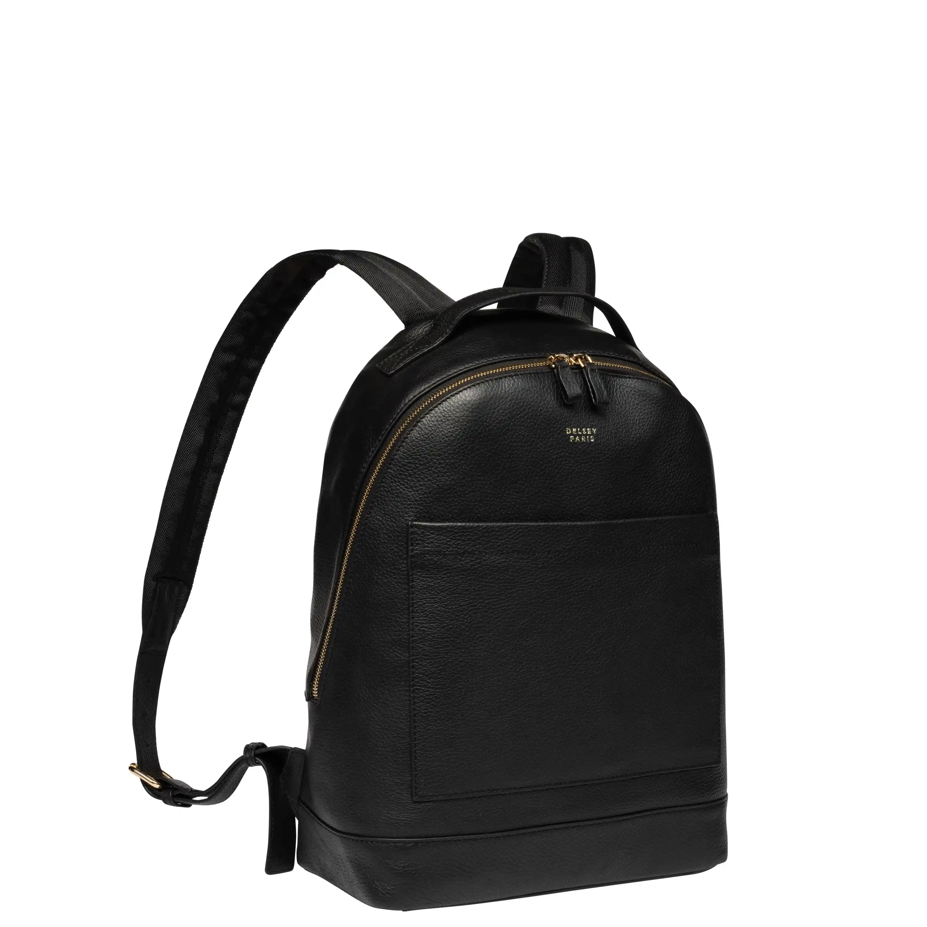 Delsey The Leather Collection Backpack in Black — angle view 2 # color_Black