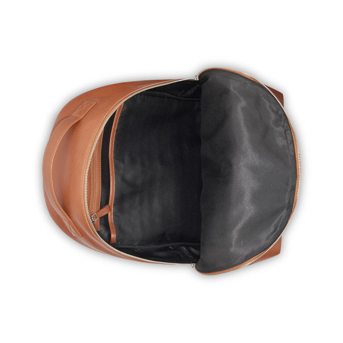 Delsey The Leather Collection Backpack in Cognac — interior view # color_Cognac